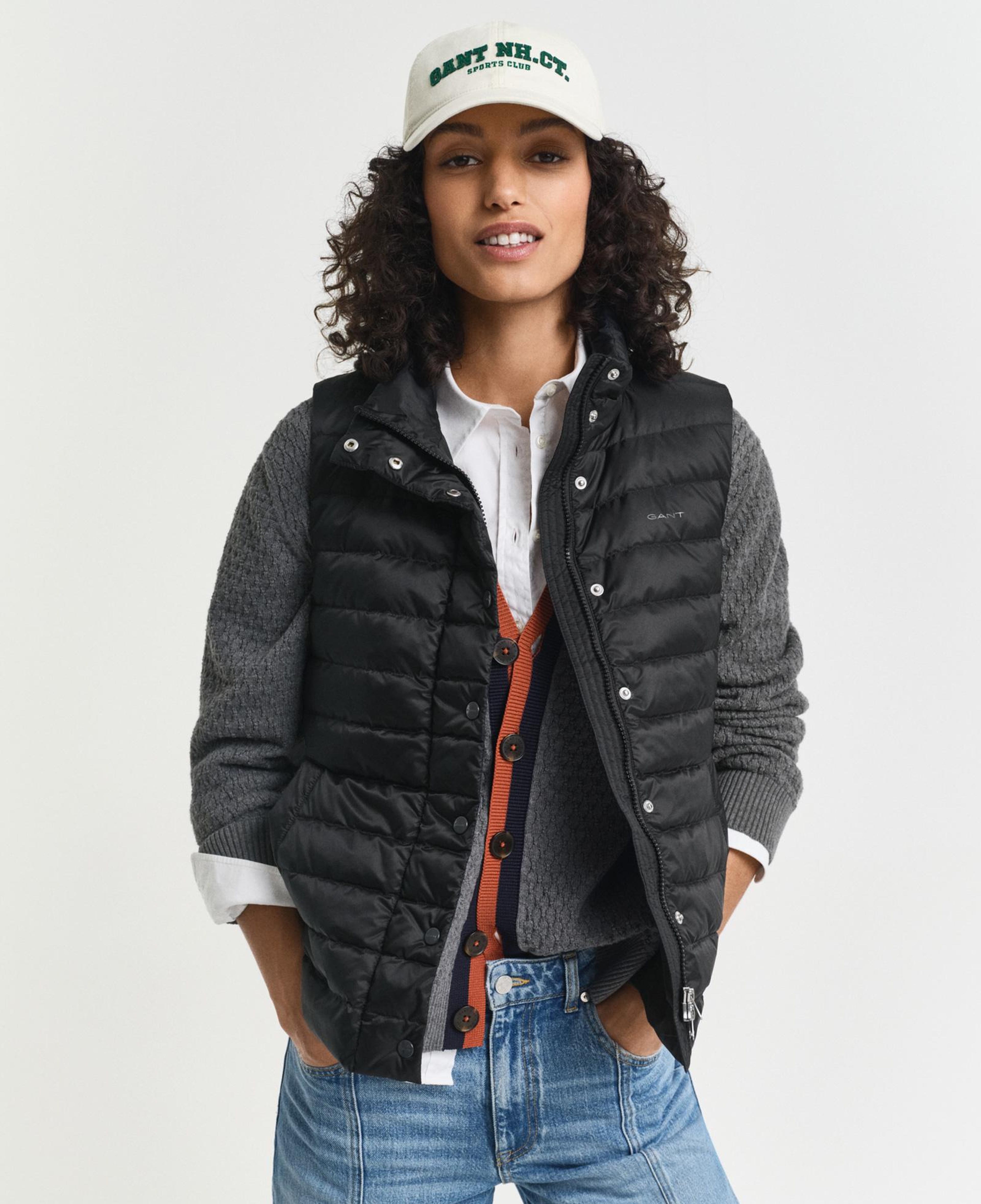 GANT Kadın Siyah Regular Fit Dik Yaka Kaz Tüyü Yelek