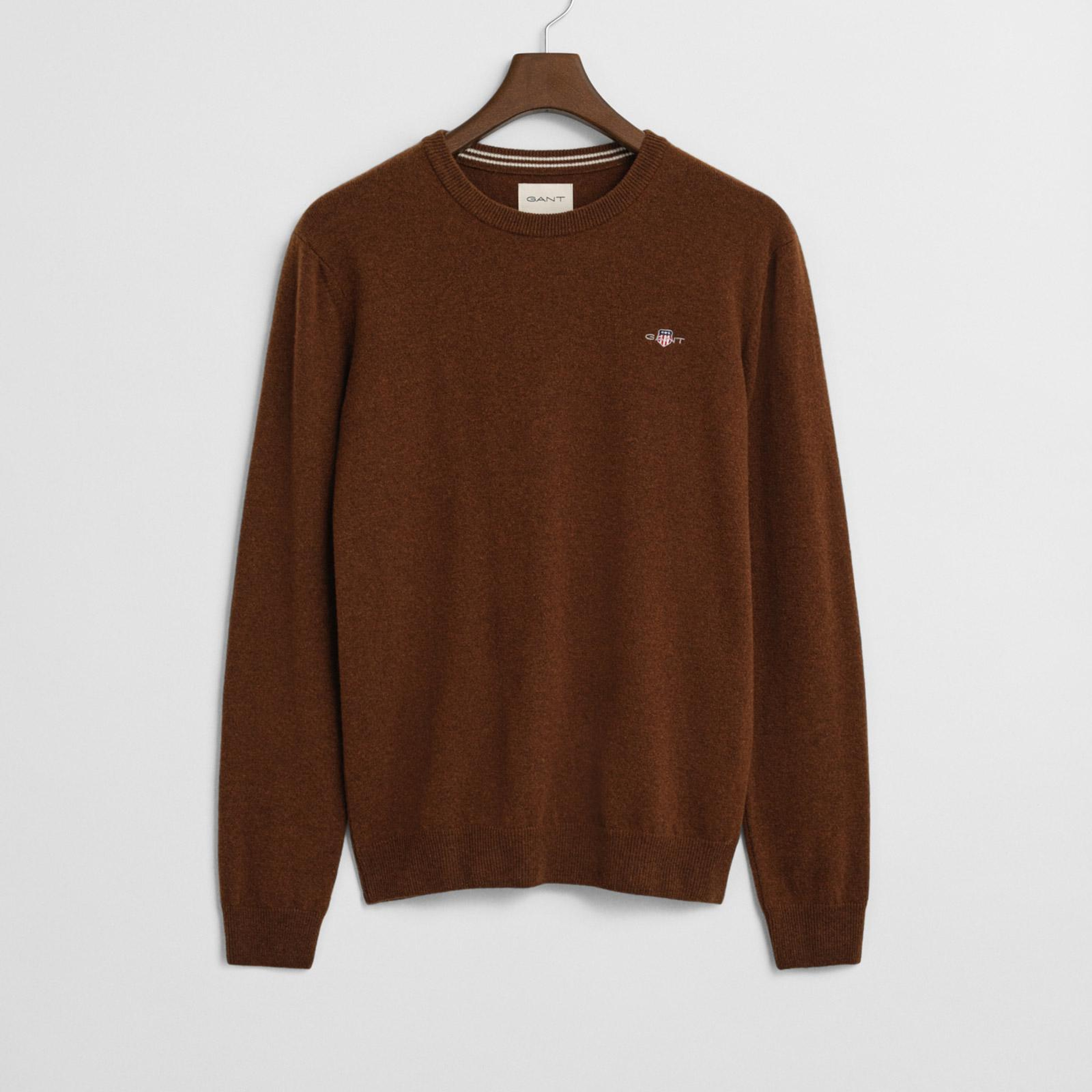 GANT Erkek Kahverengi Regular Fit Bisiklet Yaka Yün Kazak