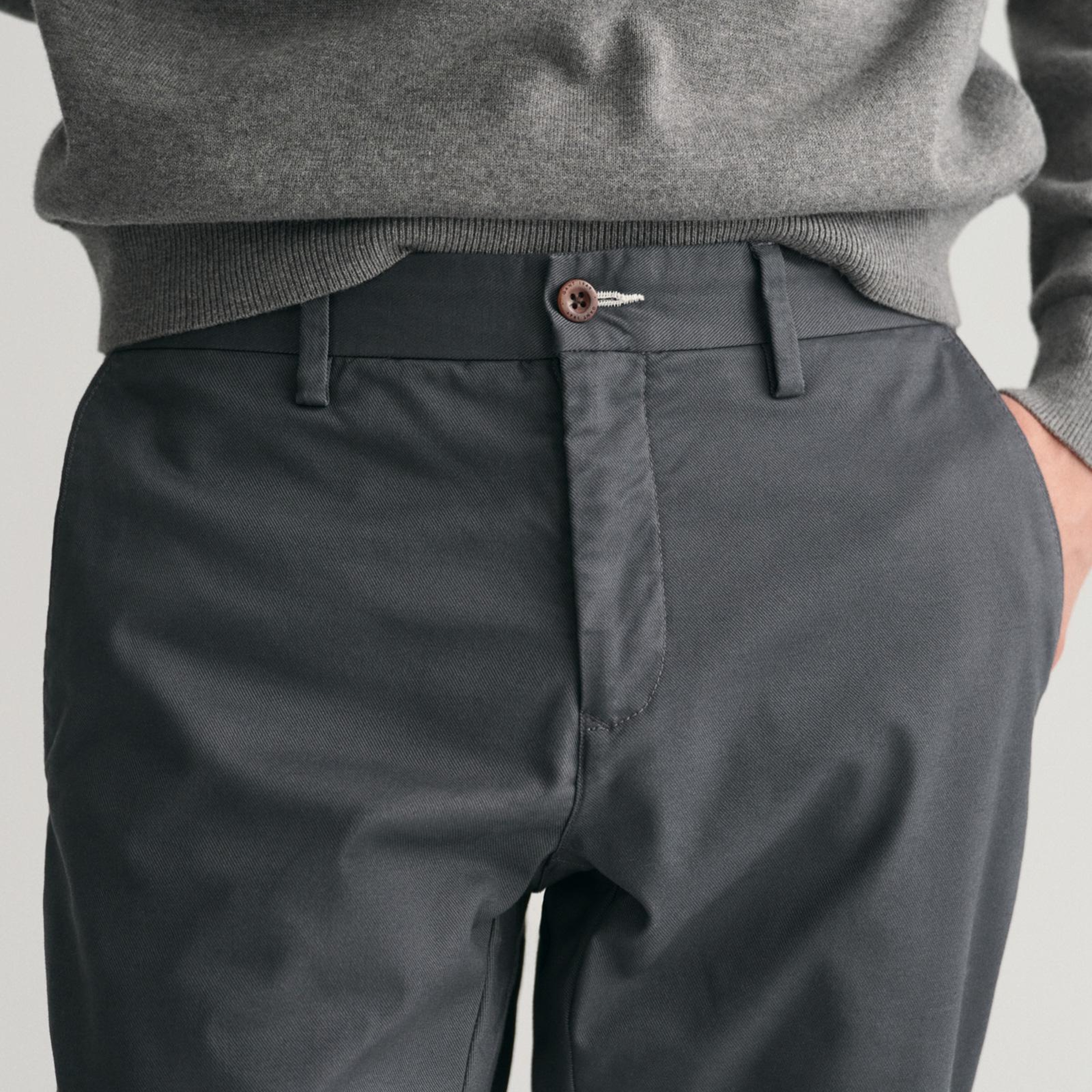 GANT Erkek Gri Slim Fit Chino Pantolon