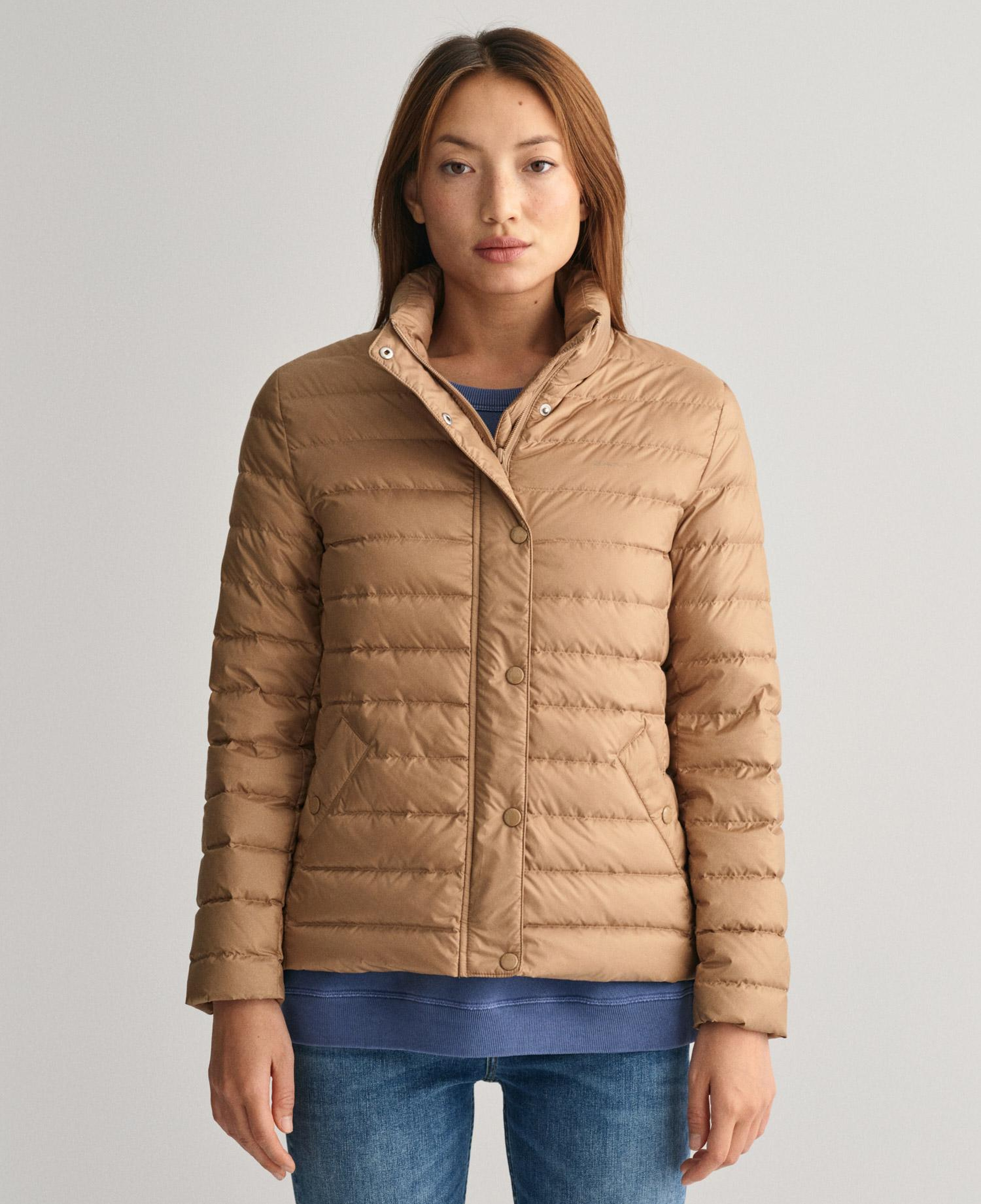 GANT Kadın Kahverengi Dik Yaka Kapitone Mont