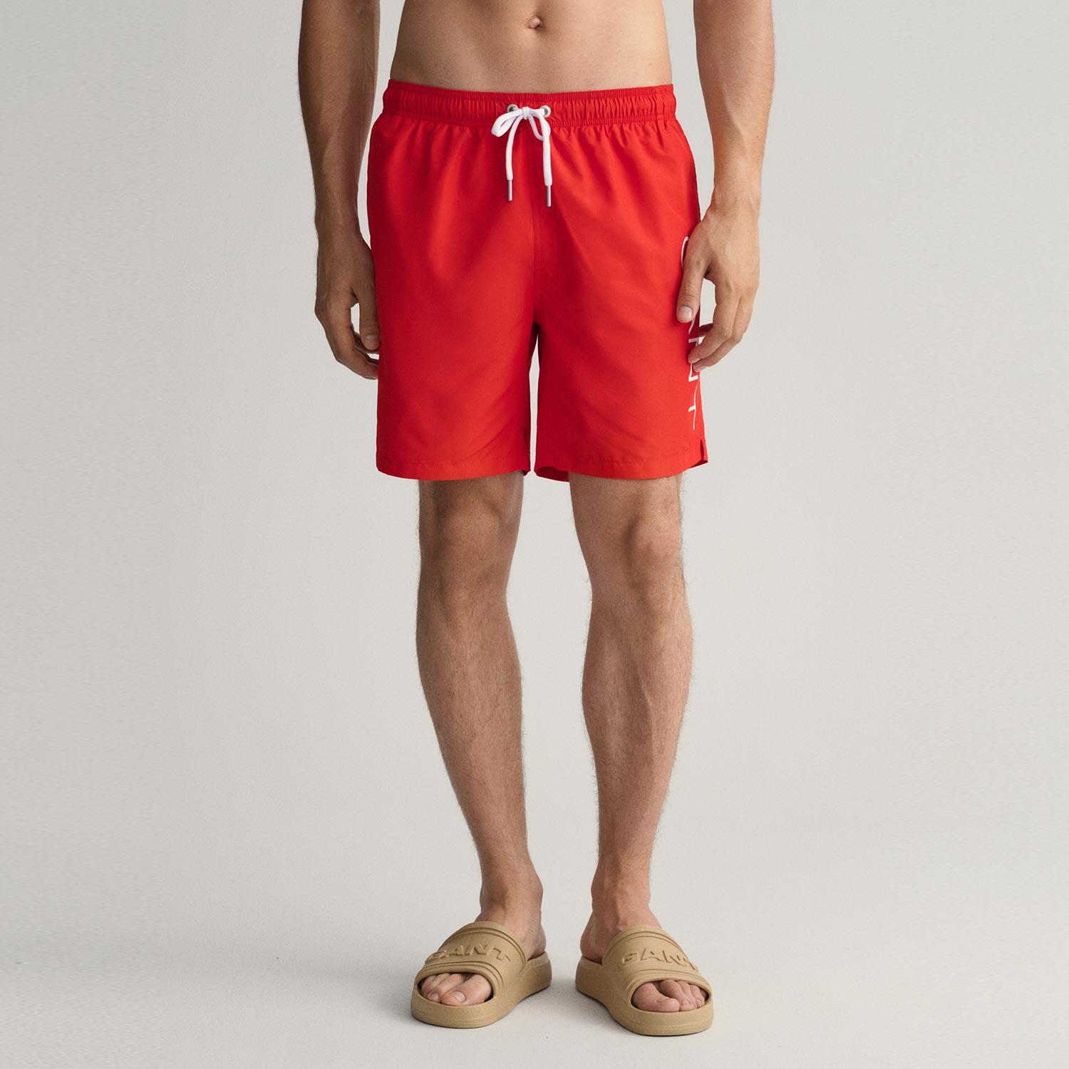 GANT Erkek Kırmızı Logolu Deniz Şortu