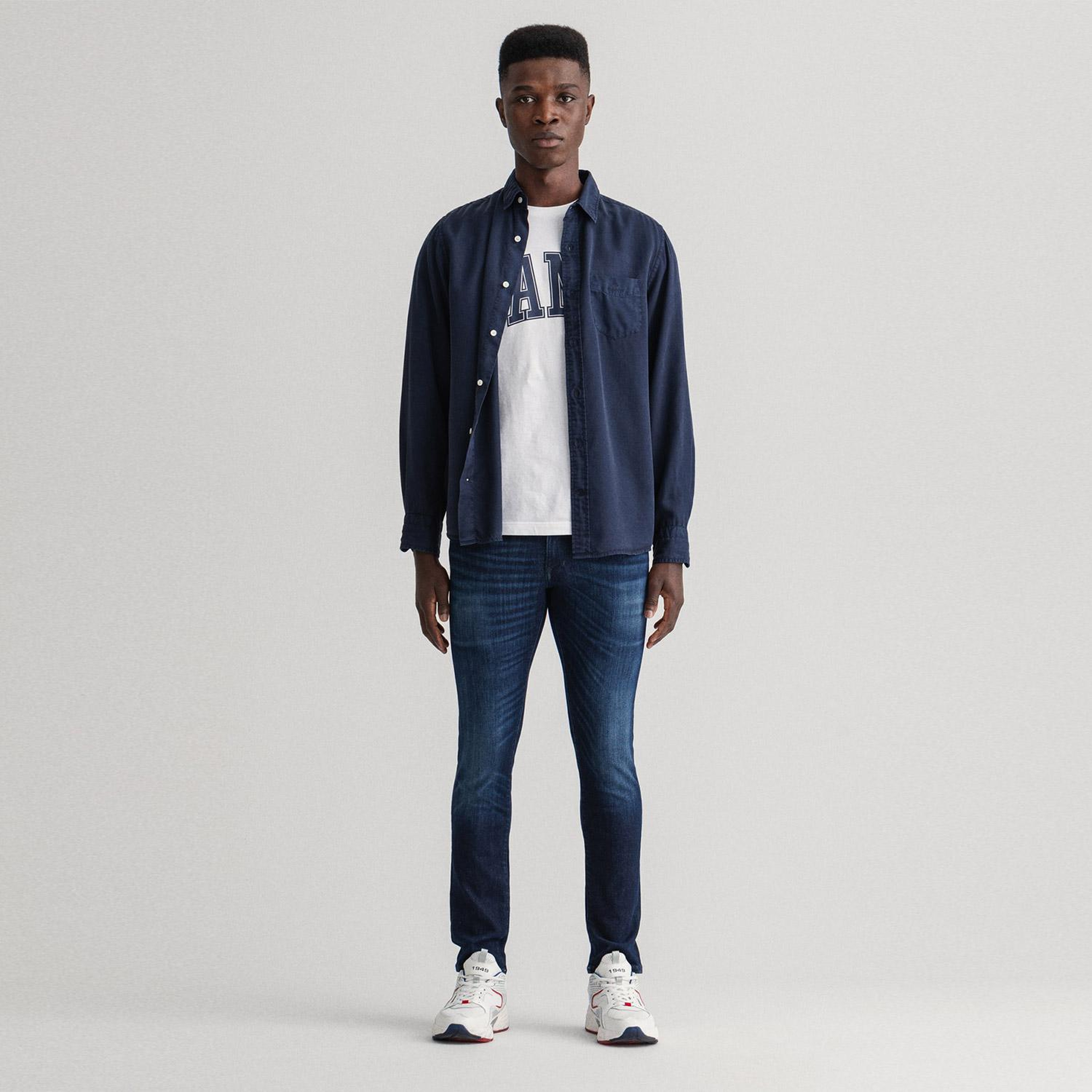 GANT Erkek Lacivert Extra Slim Fit Jean Pantolon