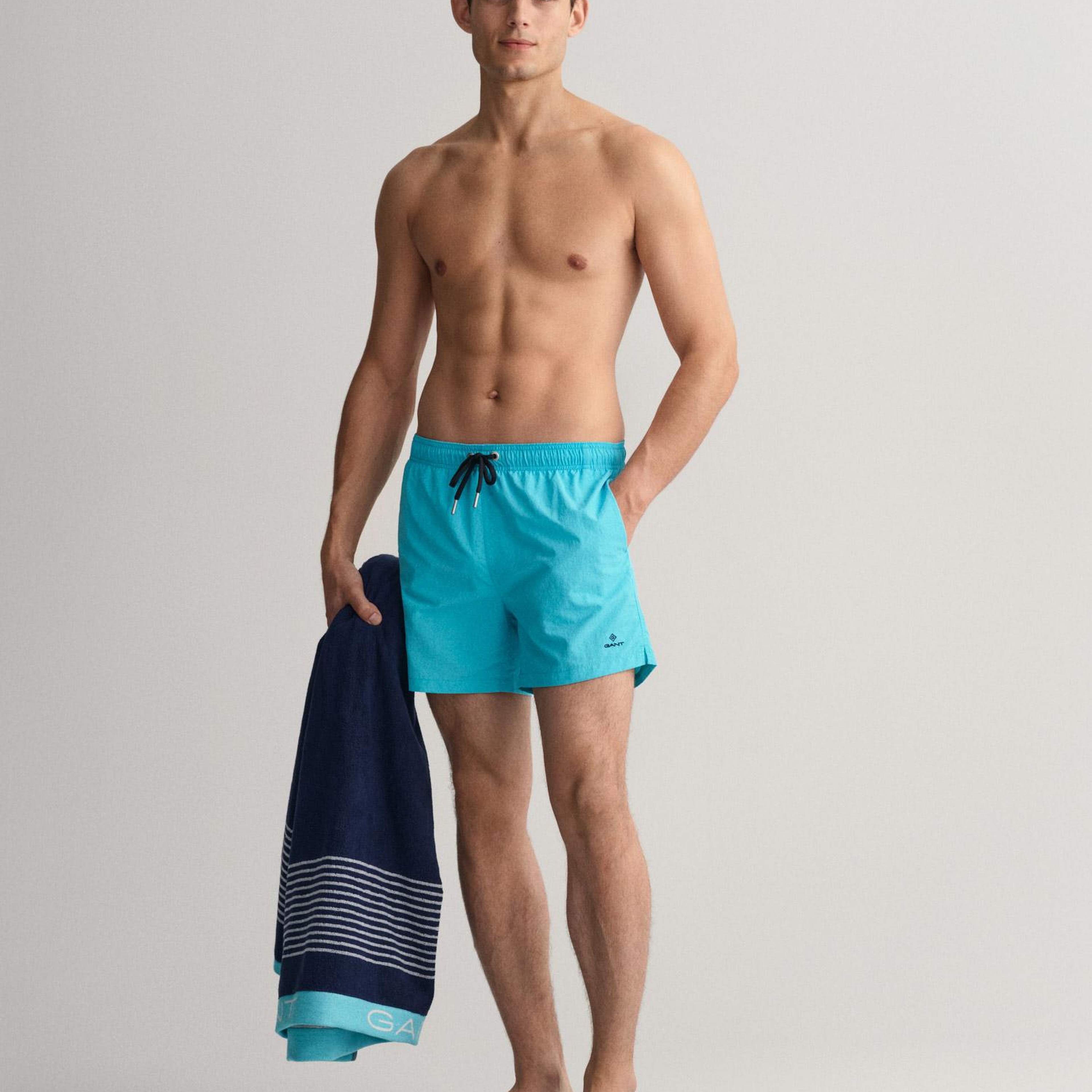 GANT Erkek Mavi Classic Fit Deniz Şortu