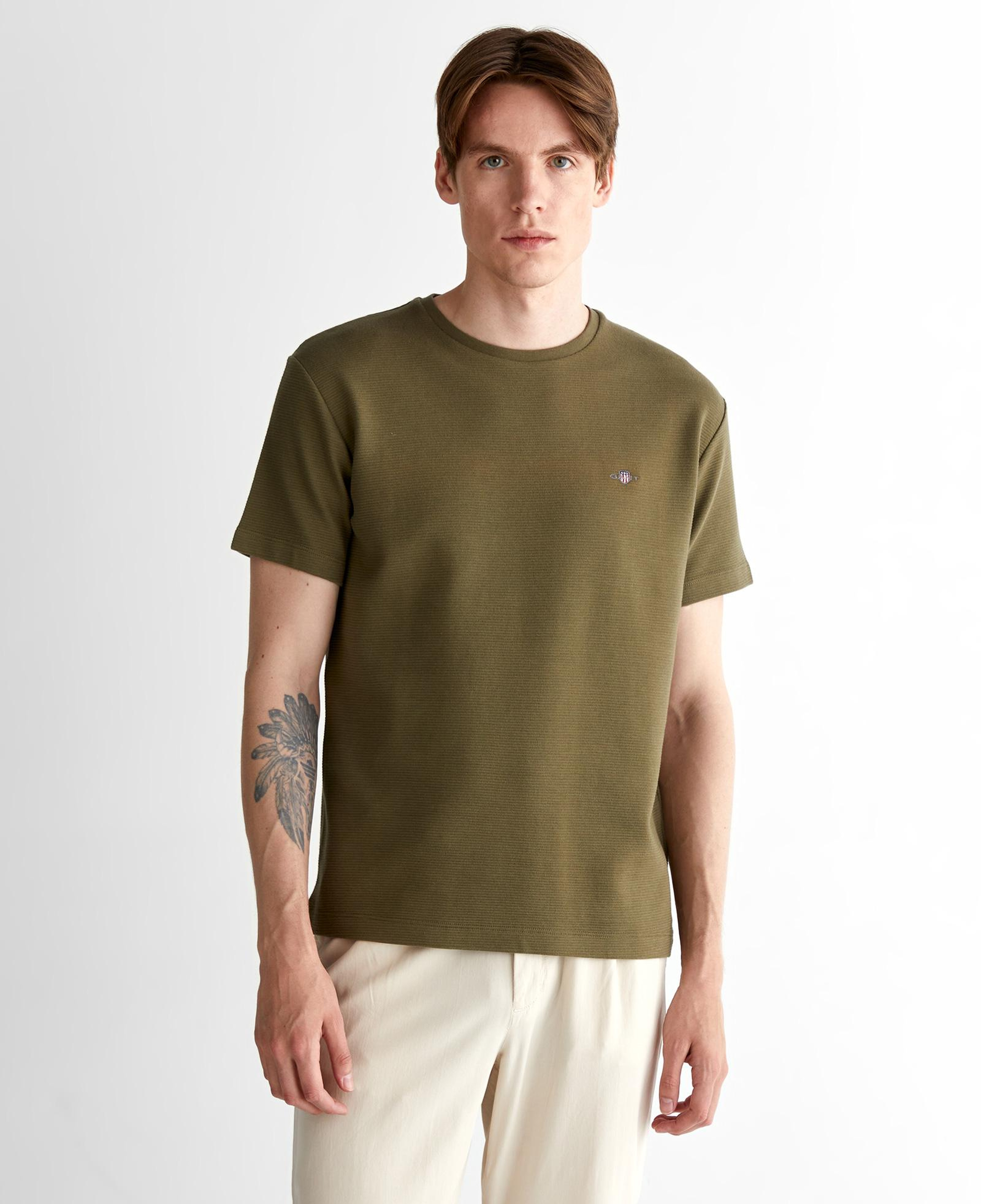 GANT Erkek Yeşil Regular Fit Bisiklet Yaka T-Shirt