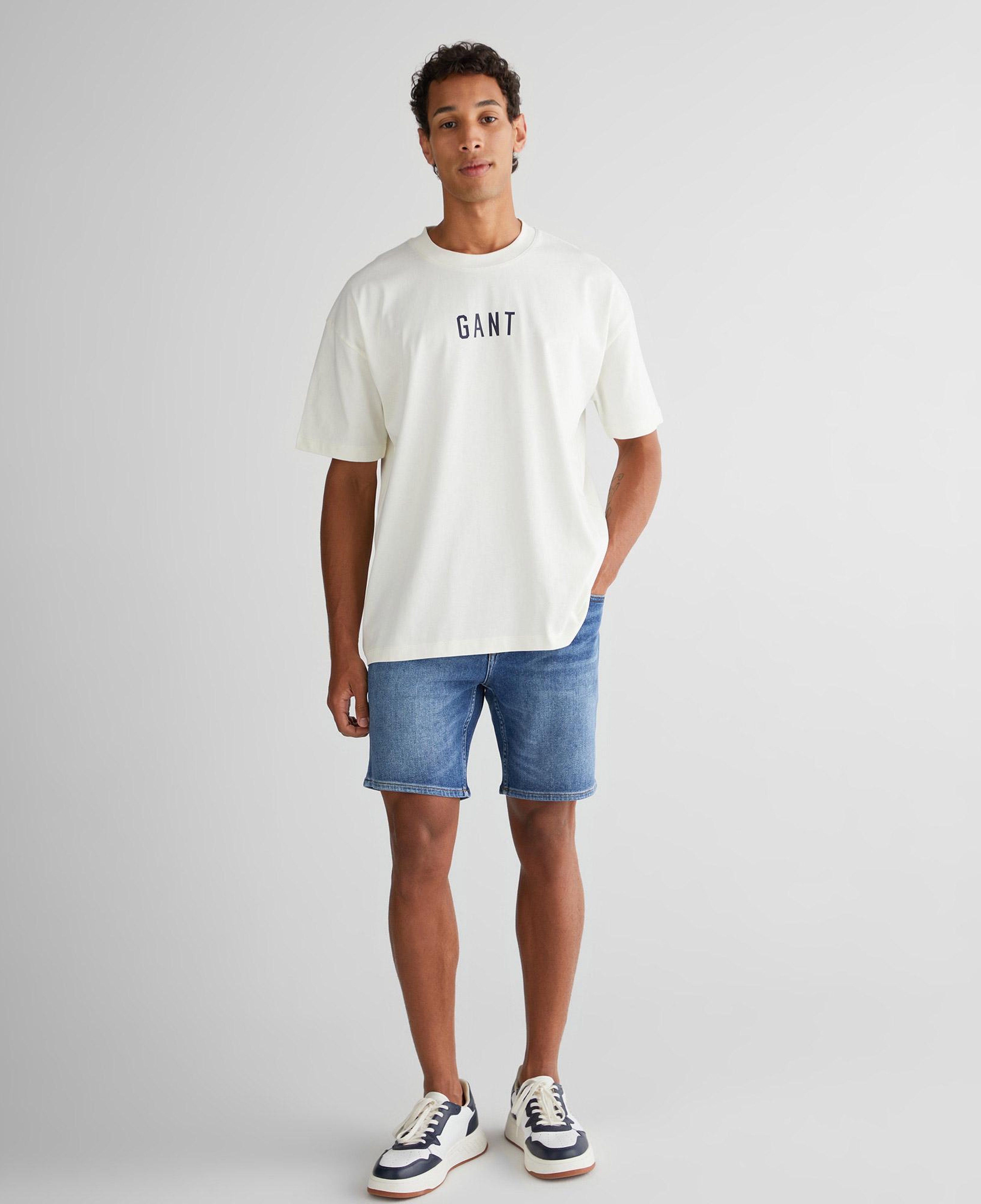 GANT Erkek Krem Relaxed Fit Bisiklet Yaka Logolu T-Shirt