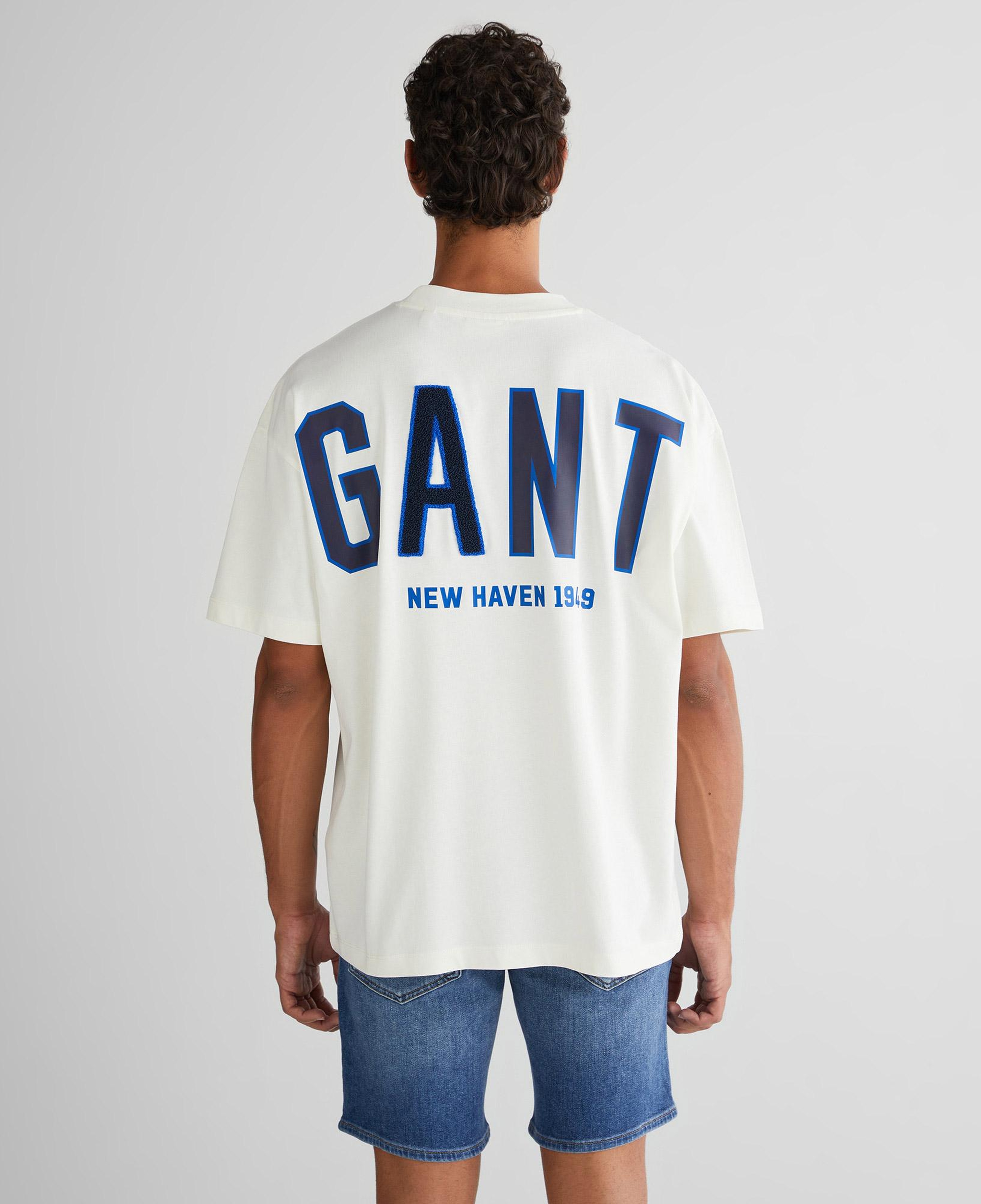GANT Erkek Krem Relaxed Fit Bisiklet Yaka Logolu T-Shirt