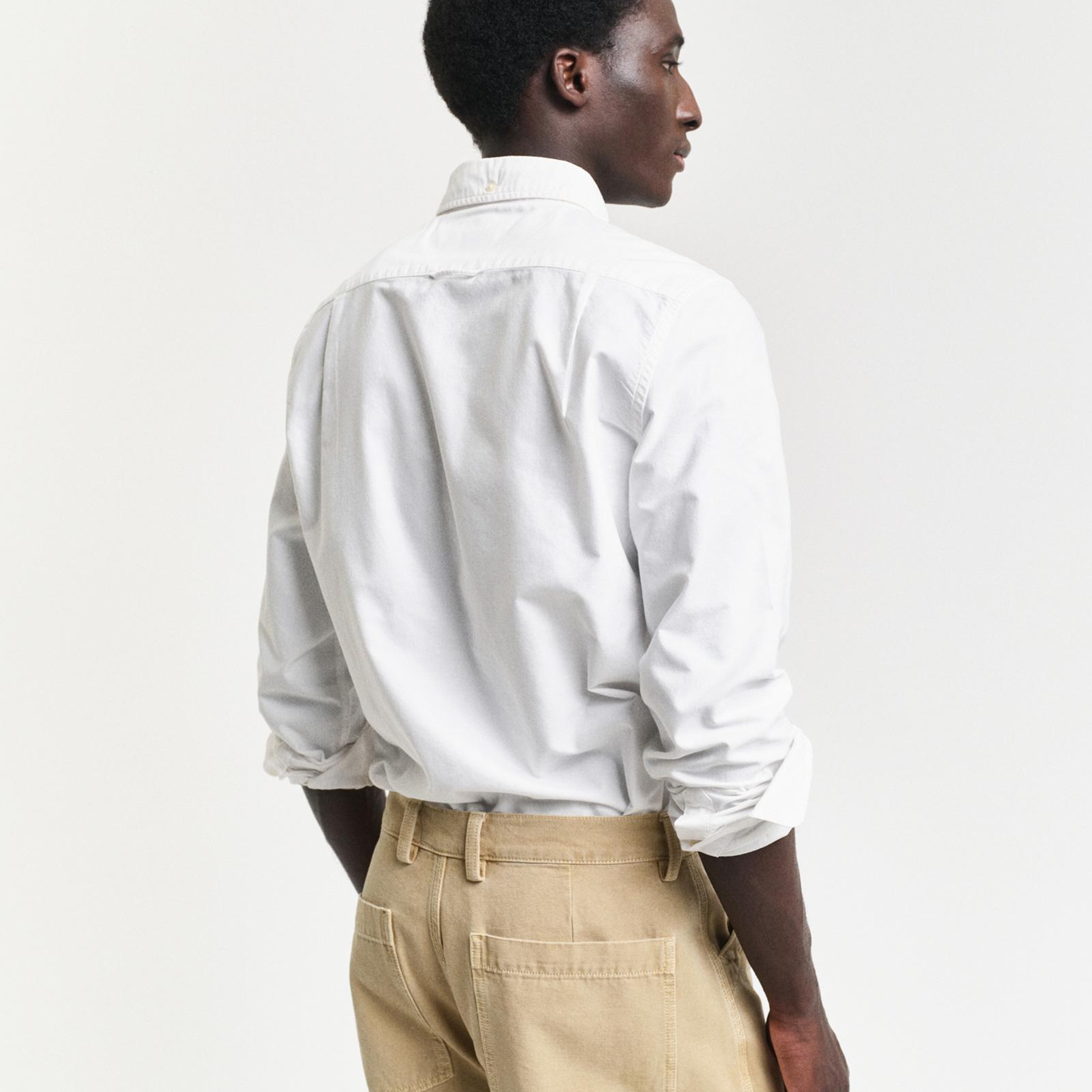 GANT Erkek Beyaz Slim Fit Klasik Yaka Oxford Gömlek