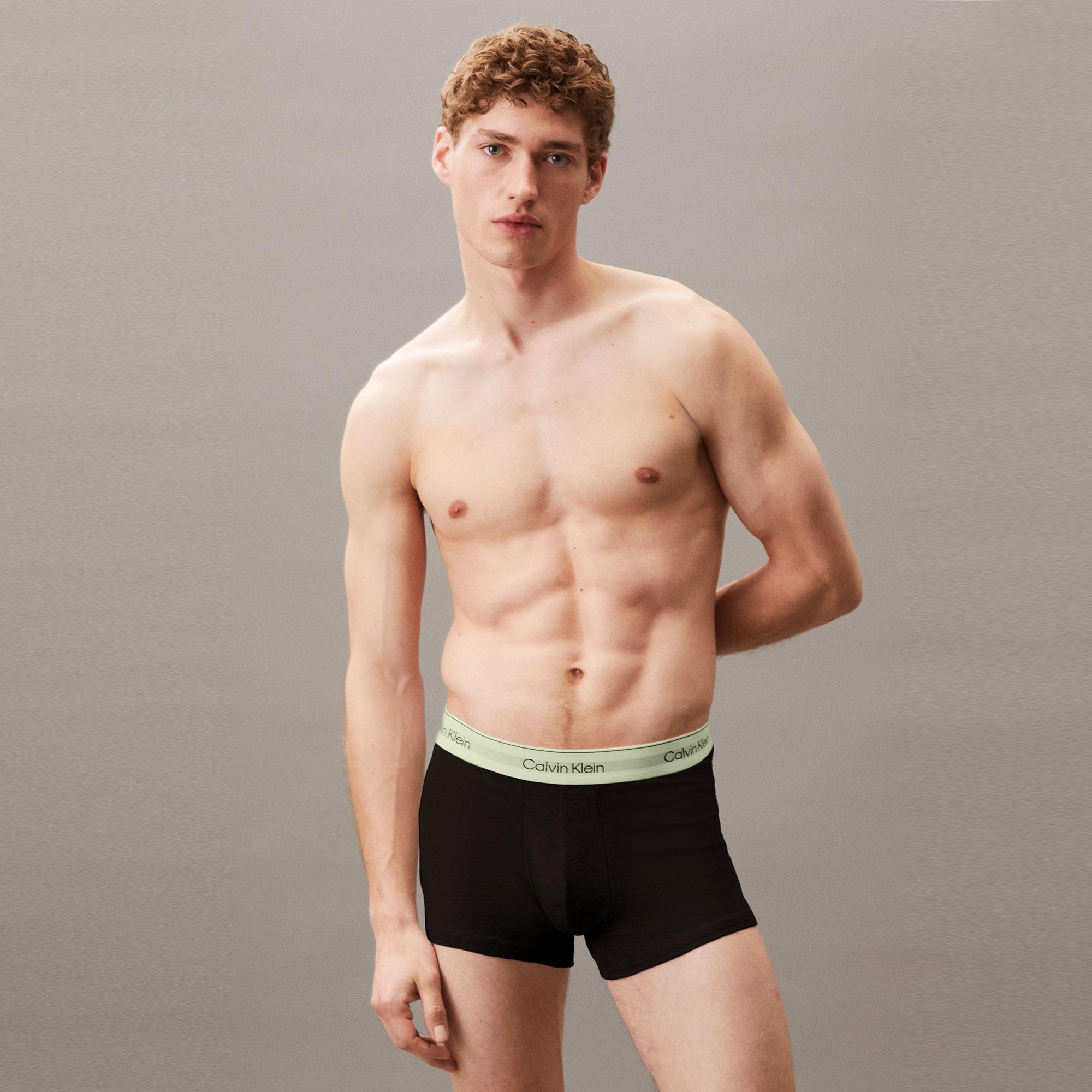 Calvin Klein Trunk 3'lü Erkek Siyah Renkli Bantlı Boxer