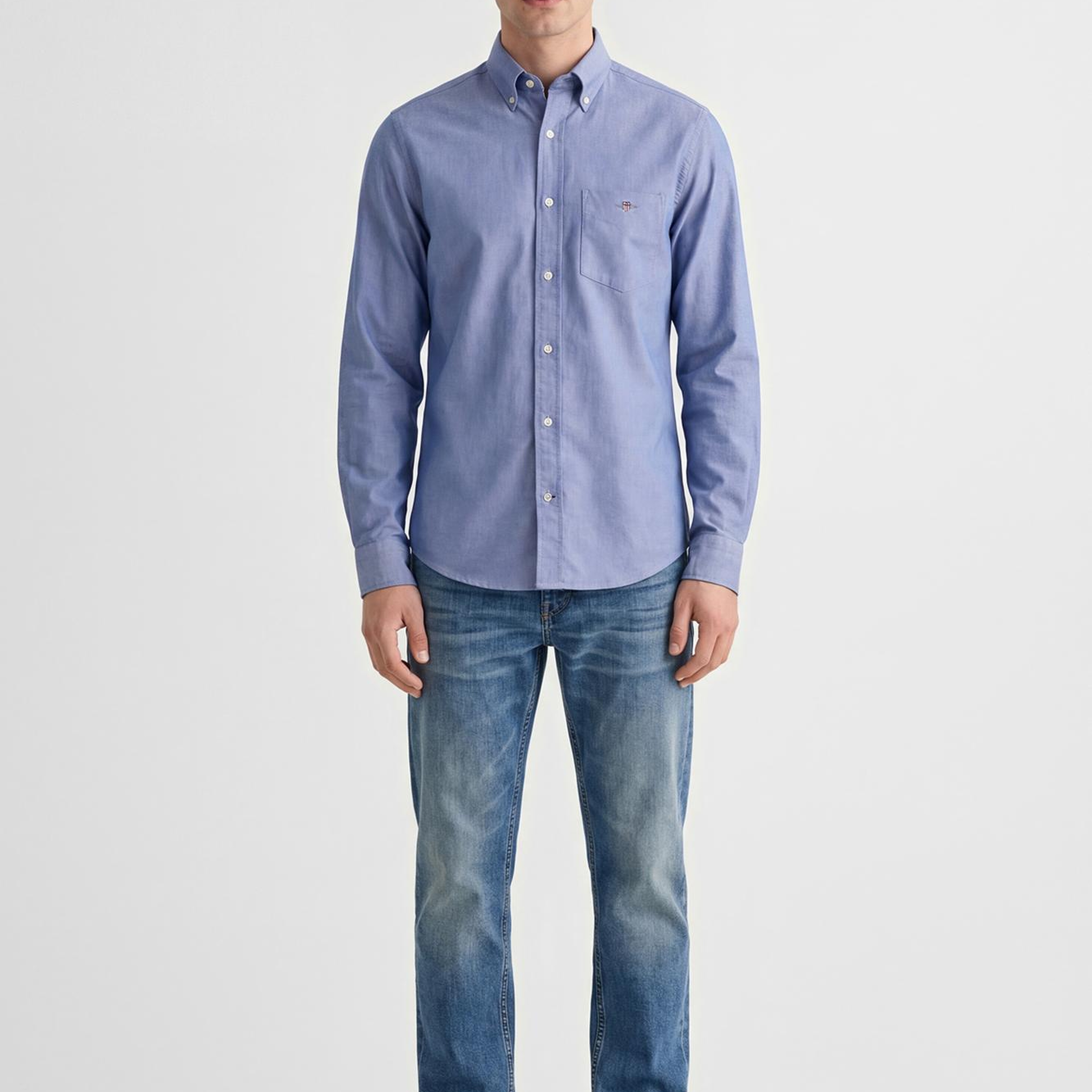 GANT Erkek Mavi Regular Fit Logolu Gömlek