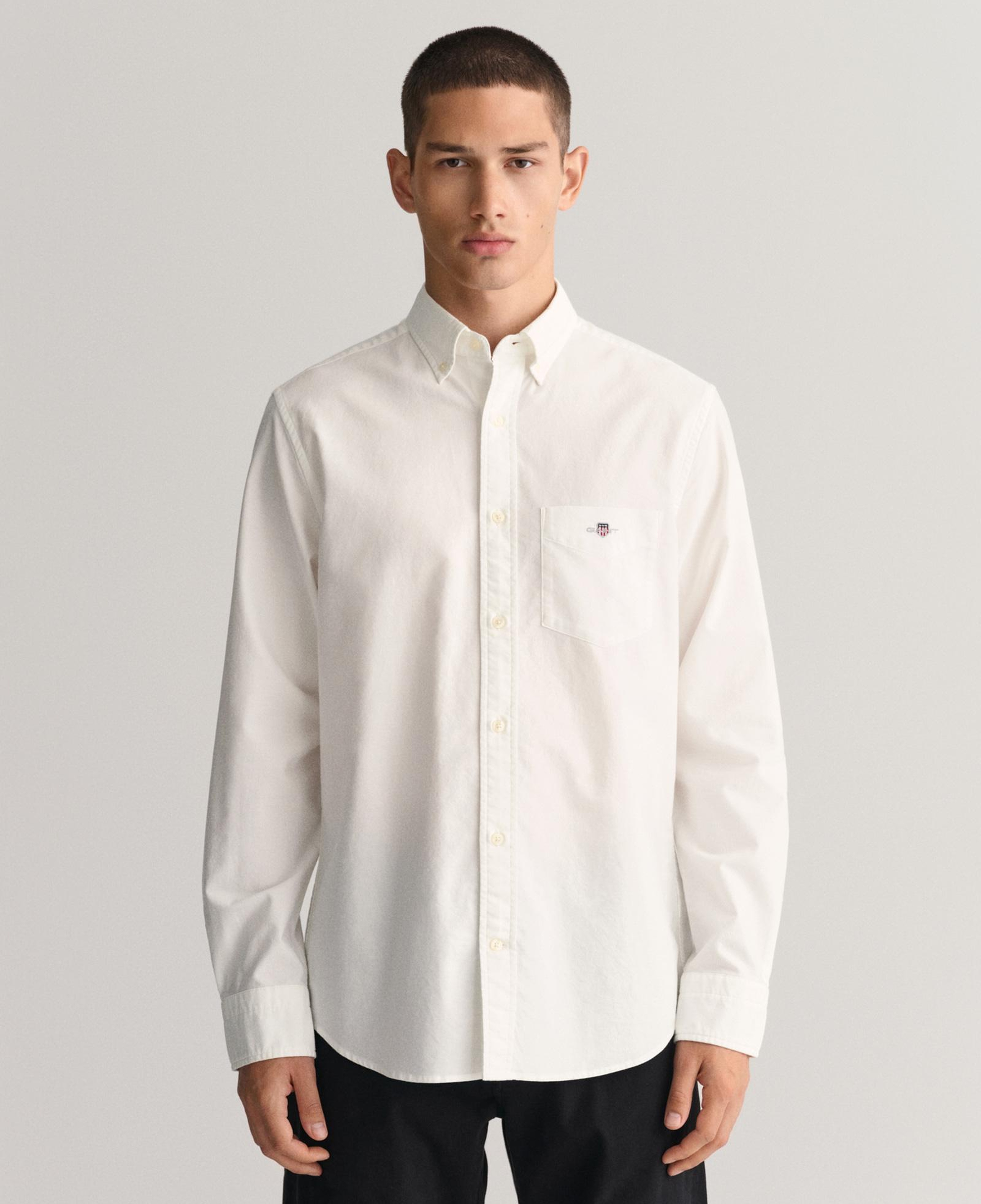 GANT Erkek Beyaz Regular Fit Logolu Gömlek