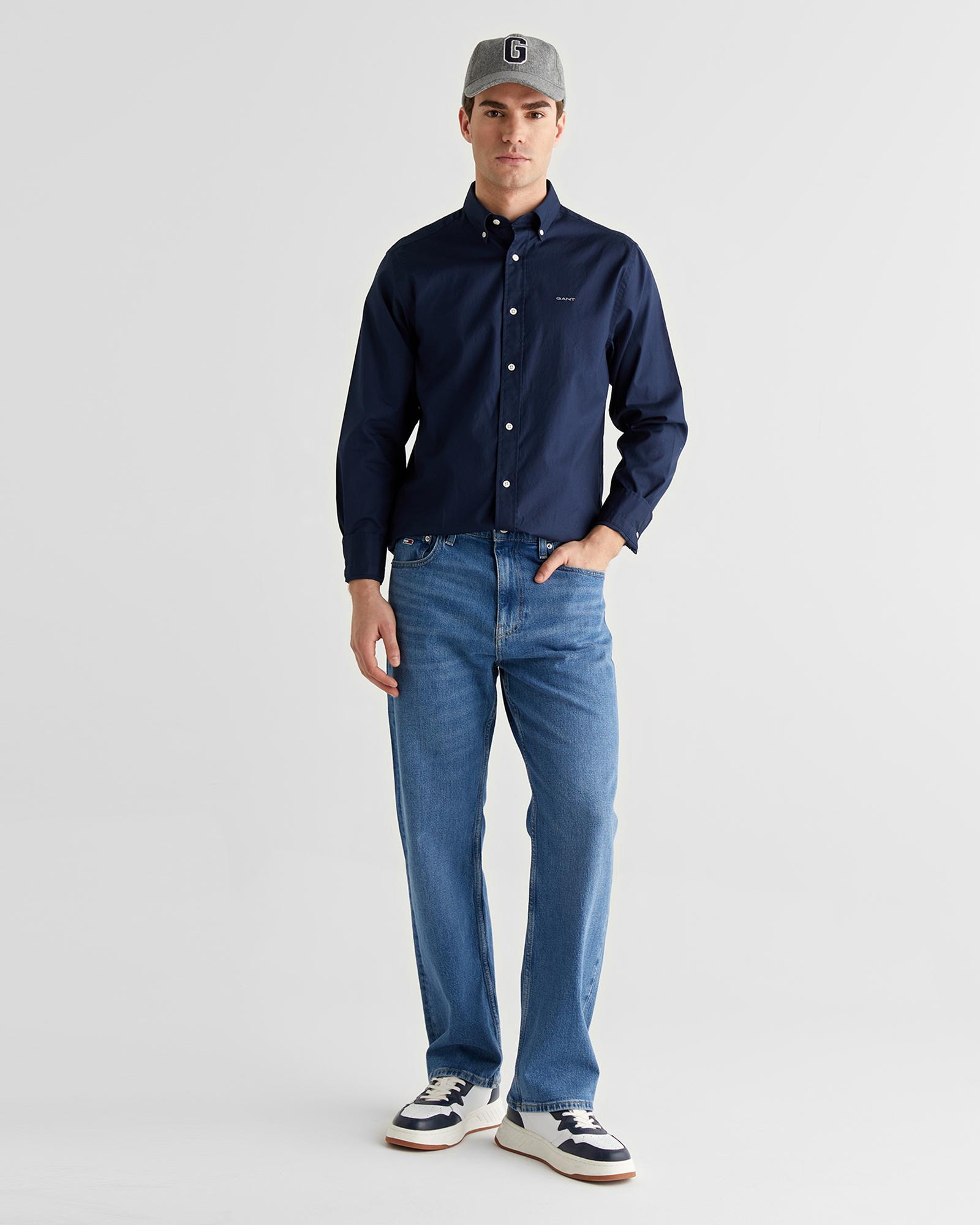 GANT Erkek Lacivert Regular Fit Düğmeli Yaka Oxford Gömlek