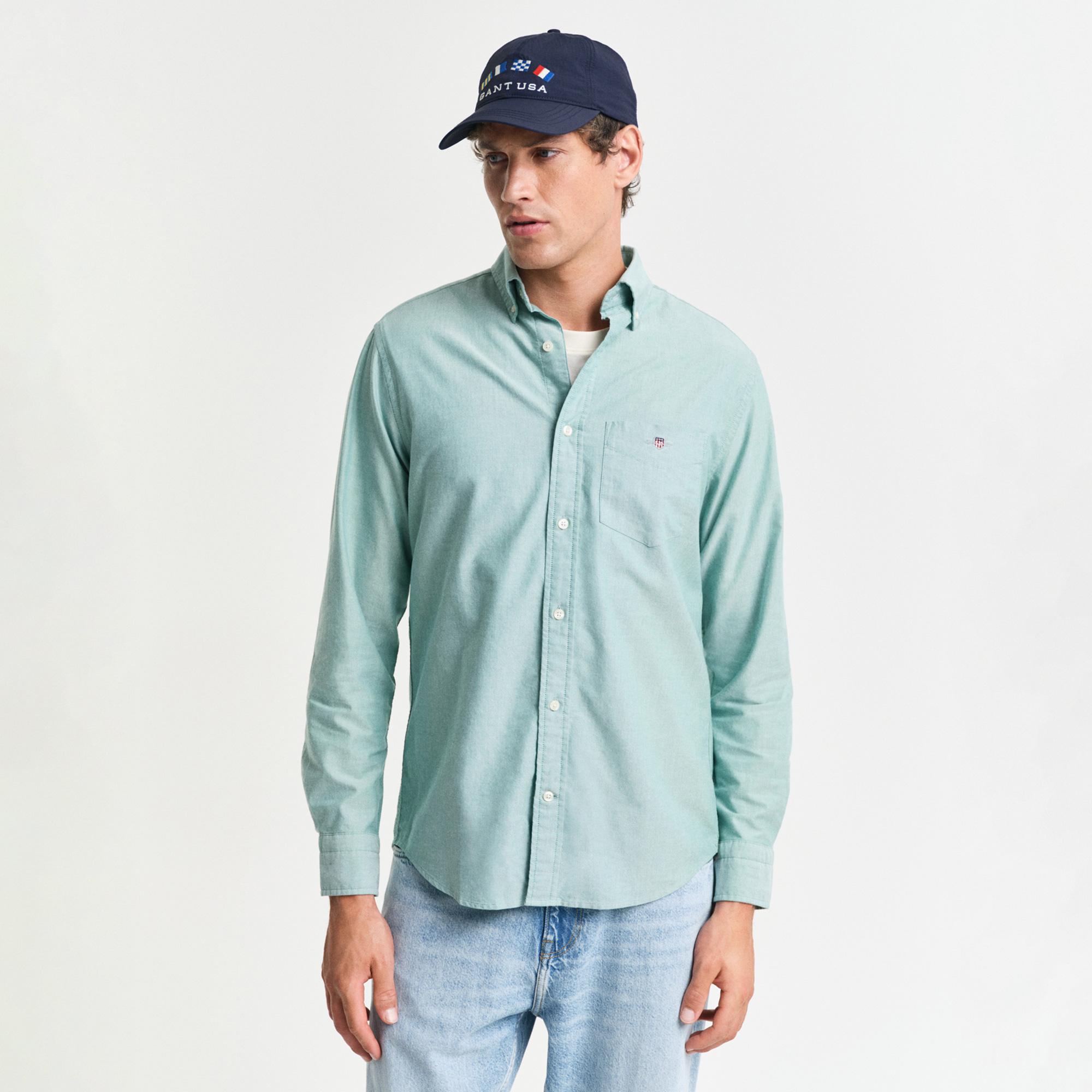 GANT Erkek Yeşil Regular Fit Düğmeli Yaka Gömlek