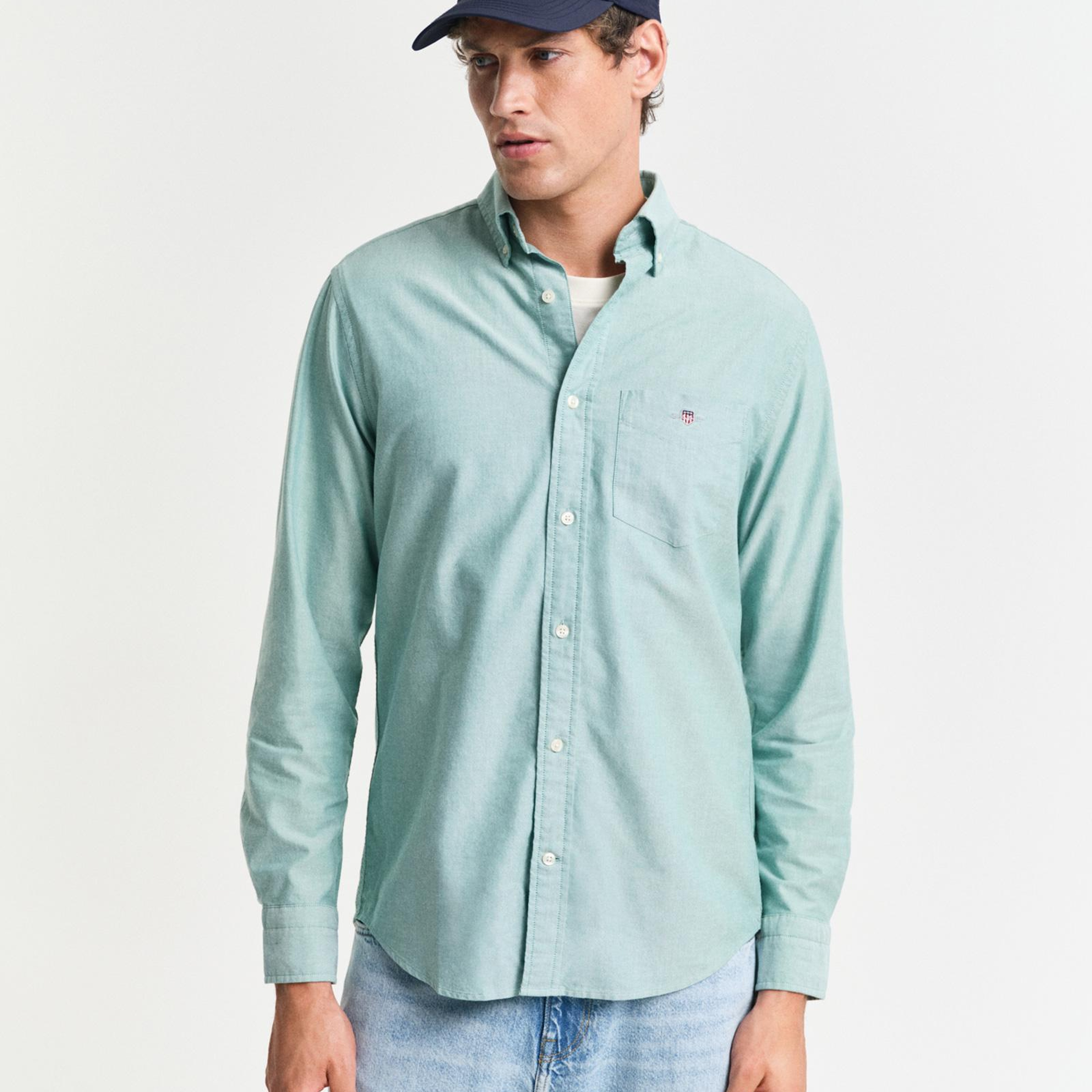 GANT Erkek Yeşil Regular Fit Düğmeli Yaka Gömlek