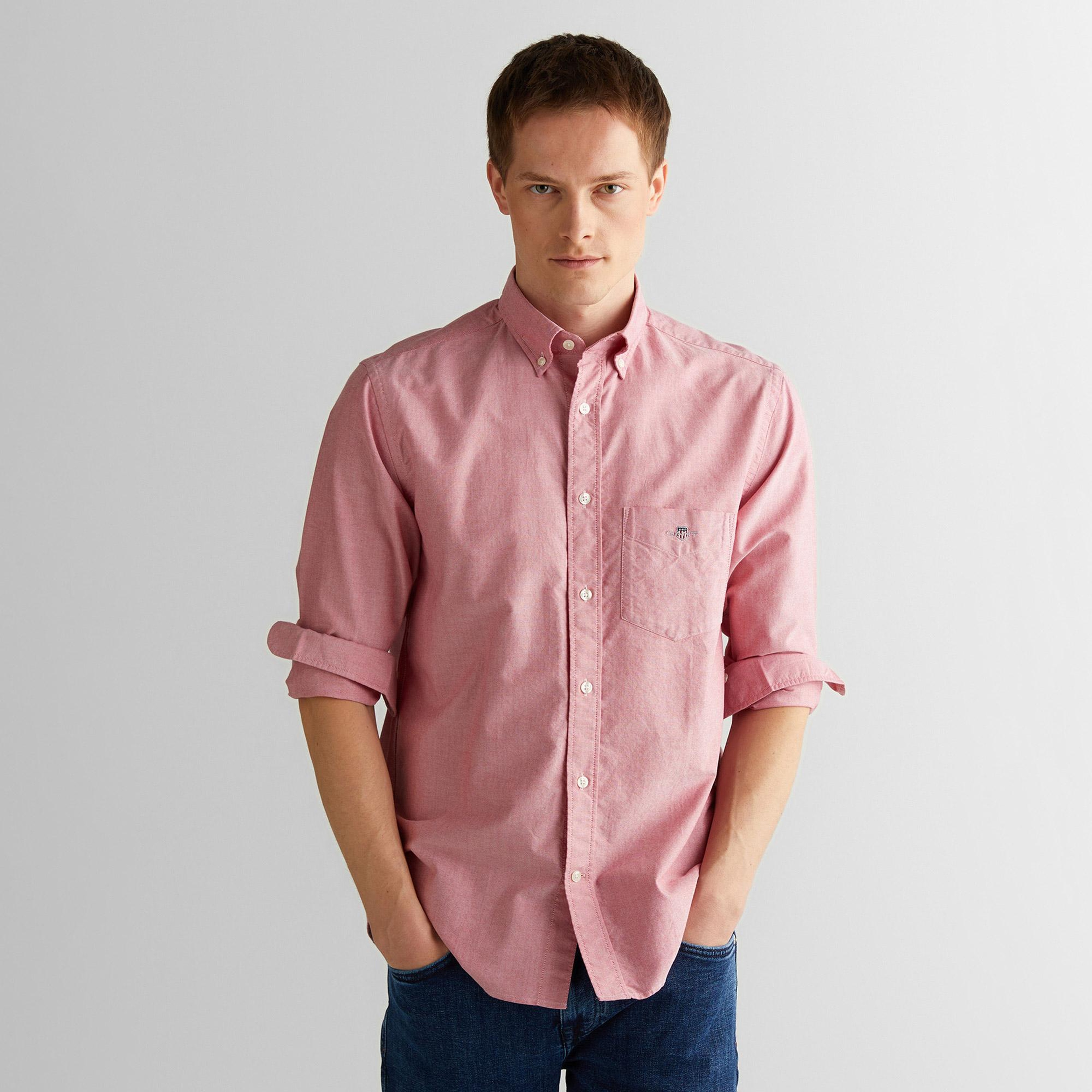 GANT Erkek Kırmızı Regular Fit Düğmeli Yaka Gömlek