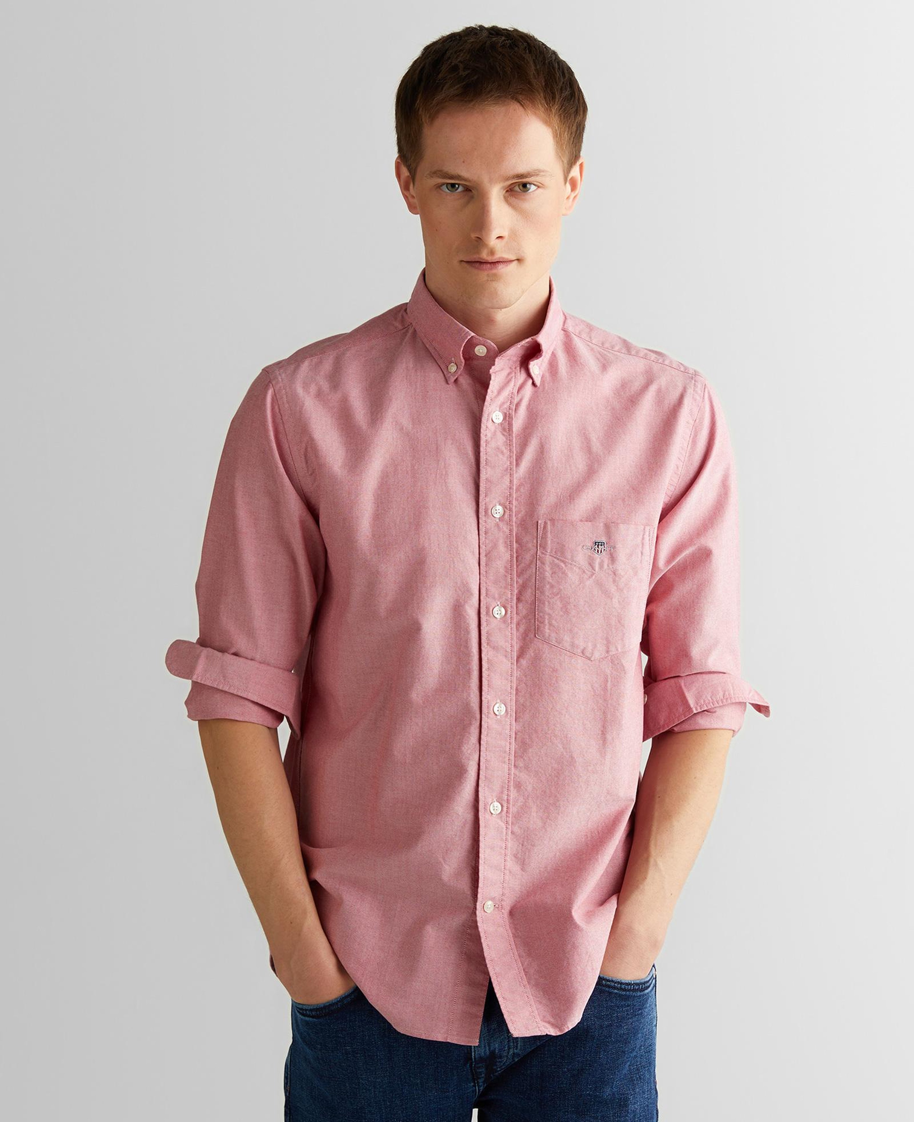 GANT Erkek Kırmızı Regular Fit Düğmeli Yaka Gömlek