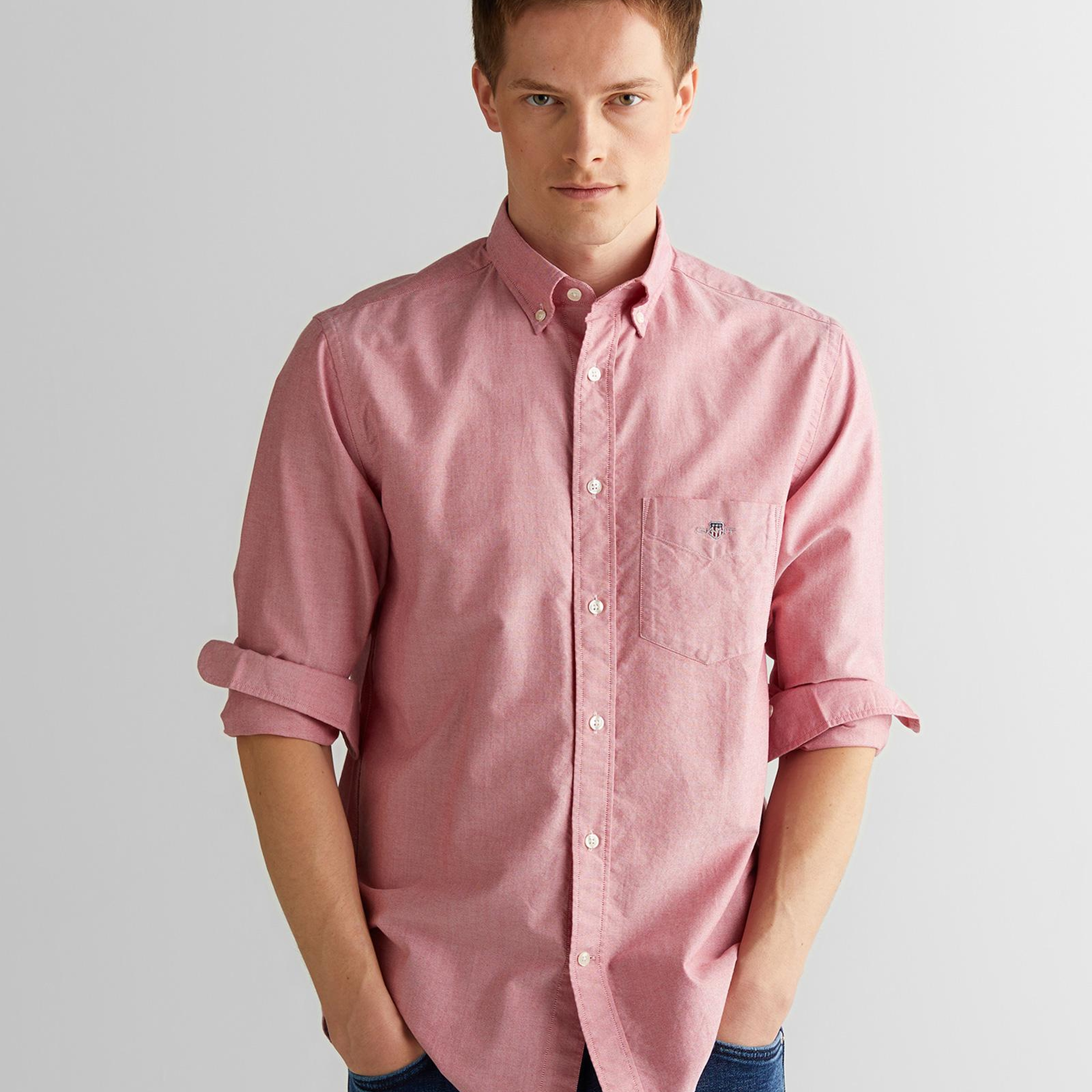 GANT Erkek Kırmızı Regular Fit Düğmeli Yaka Gömlek