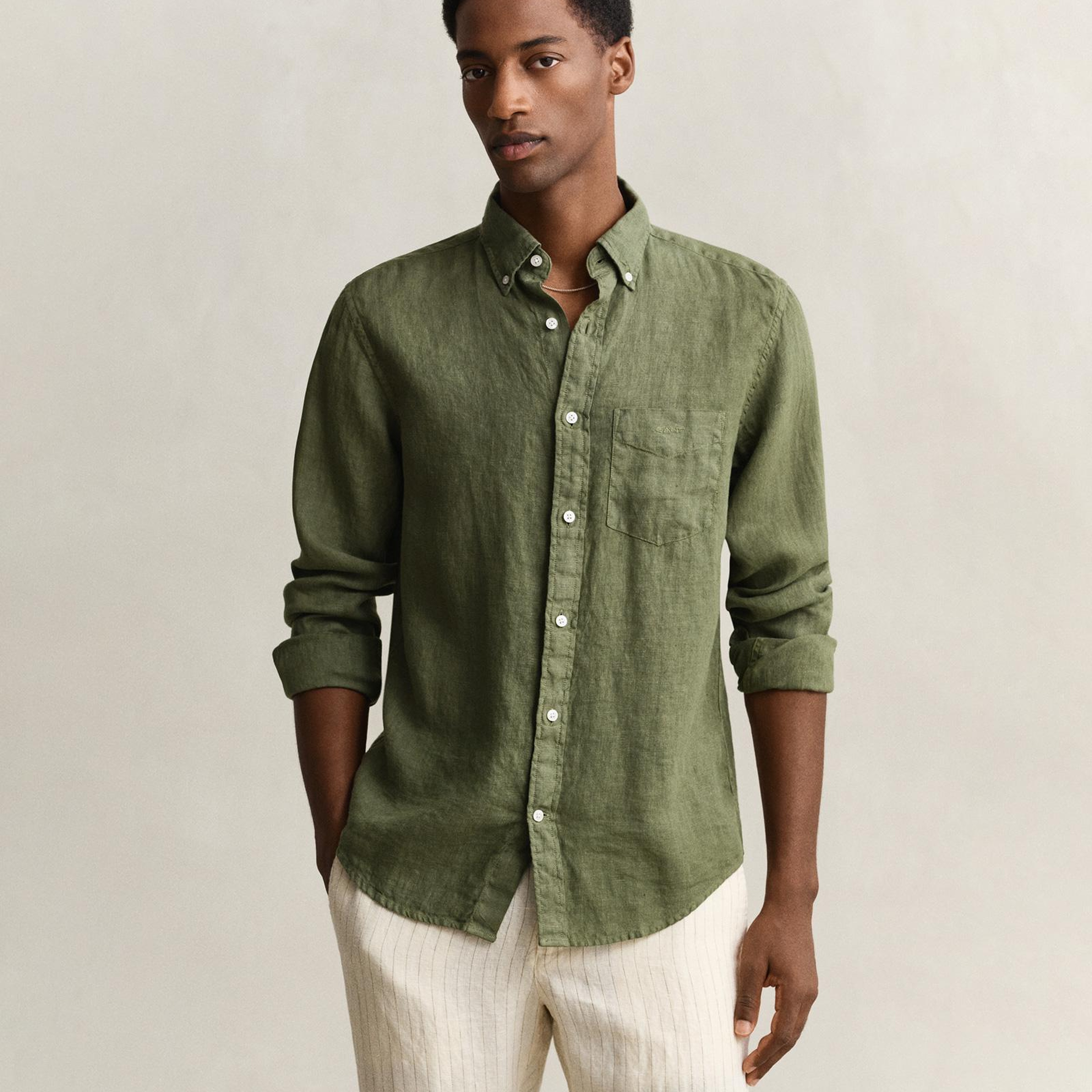 GANT Erkek Yeşil Regular Fit Gömlek