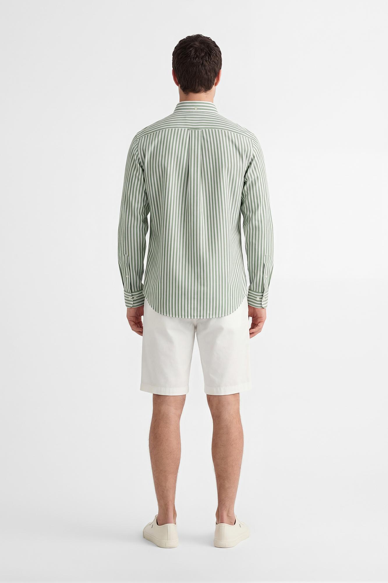 GANT Erkek Yeşil Regular Fit Çizgili Logolu Gömlek