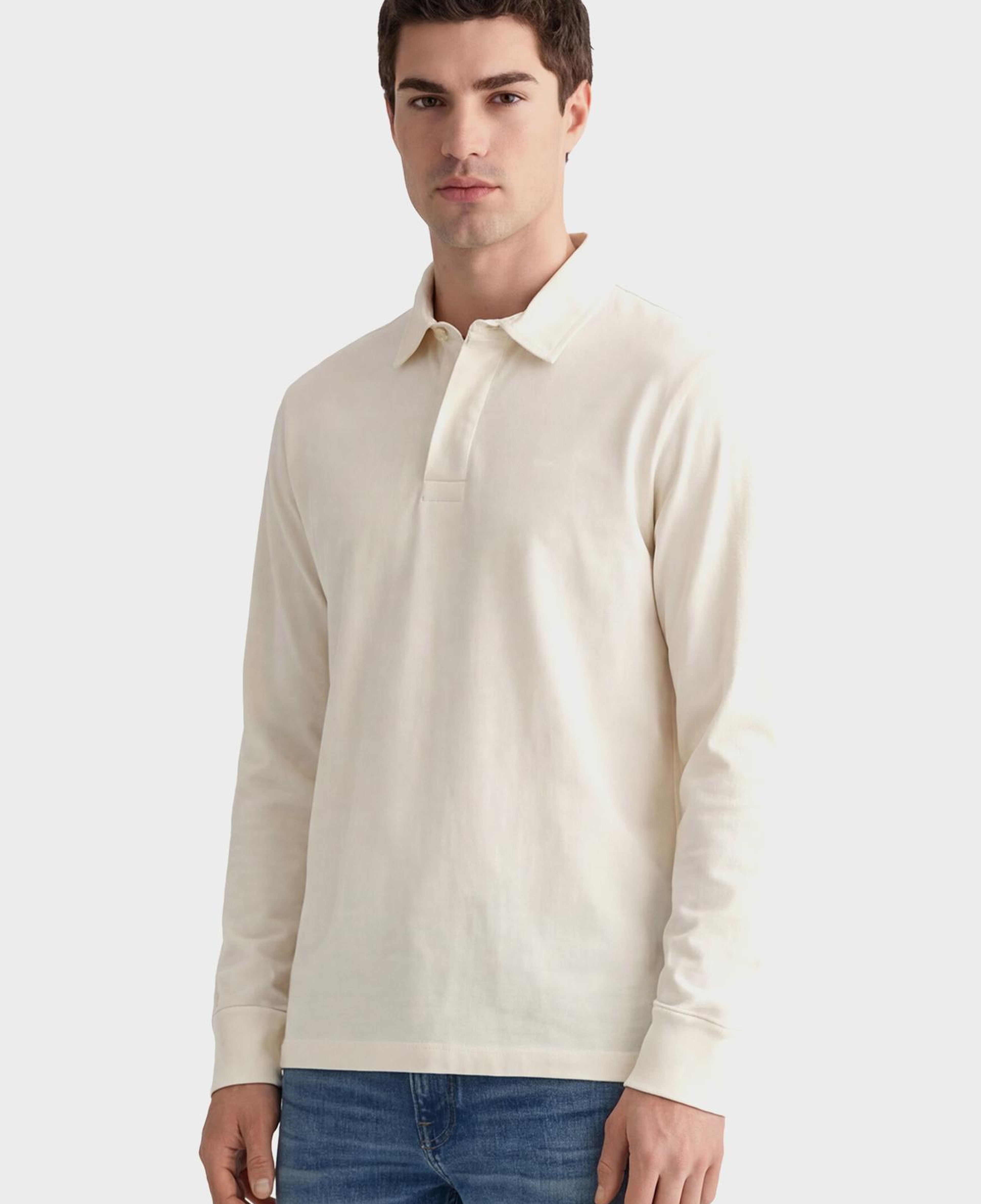 GANT Erkek Krem Regular Fit Logolu Polo Yaka Rugby T-Shirt