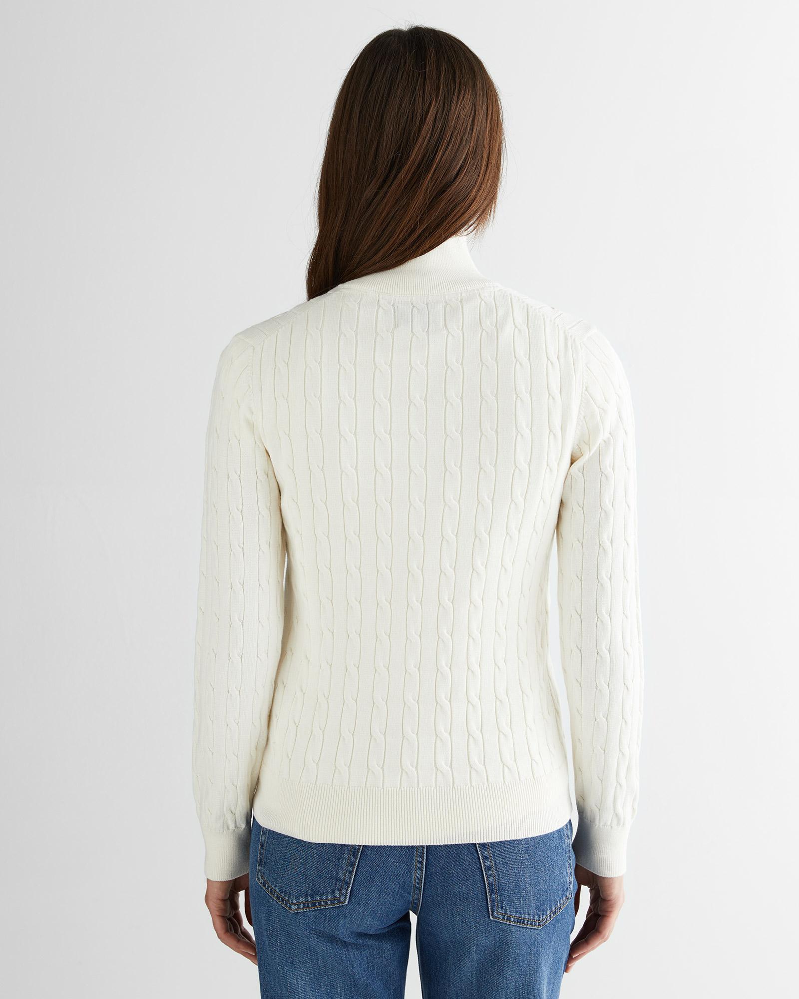 GANT Kadın Beyaz Regular Fit Yarım Fermuarlı Triko