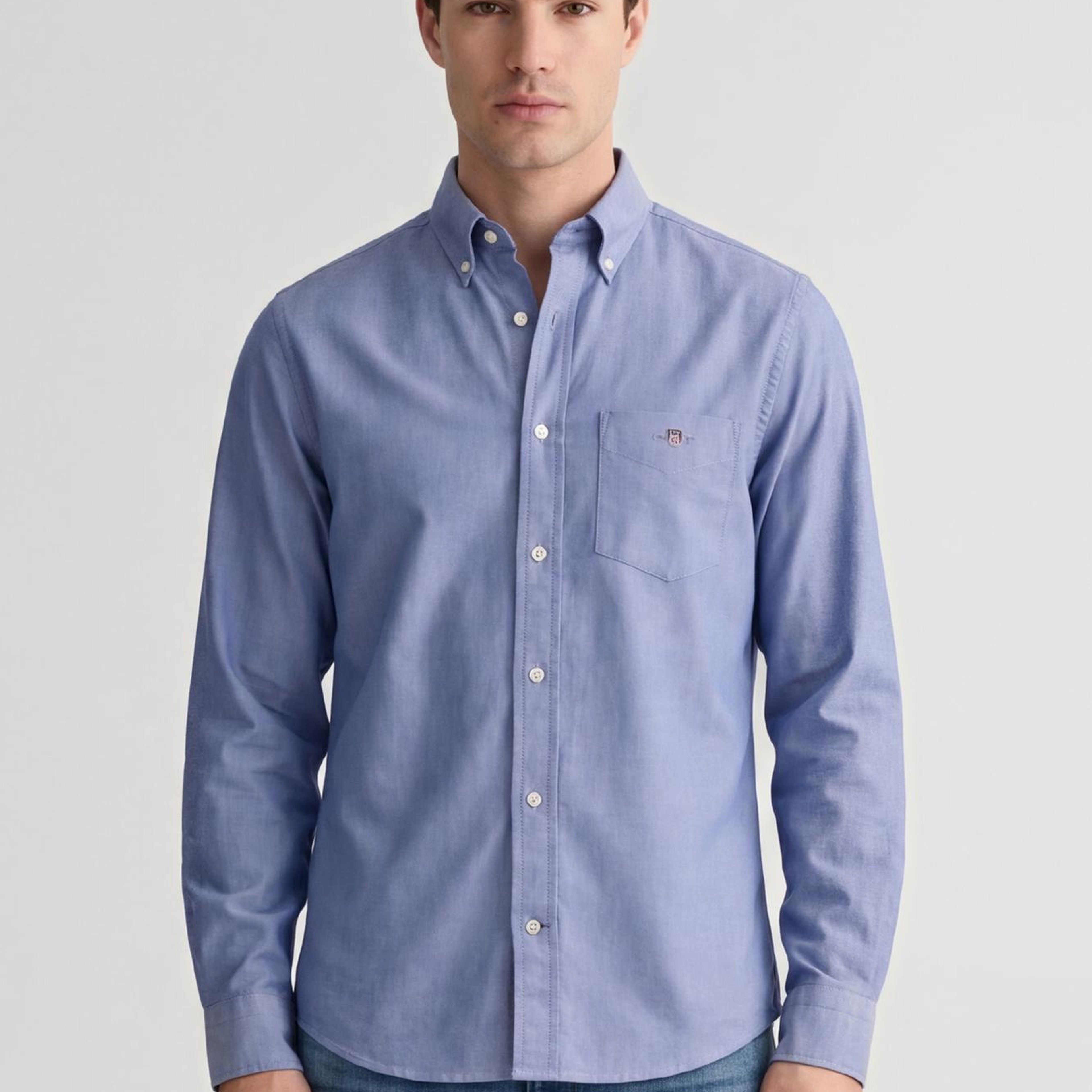 GANT Erkek Mavi Regular Fit Logolu Gömlek