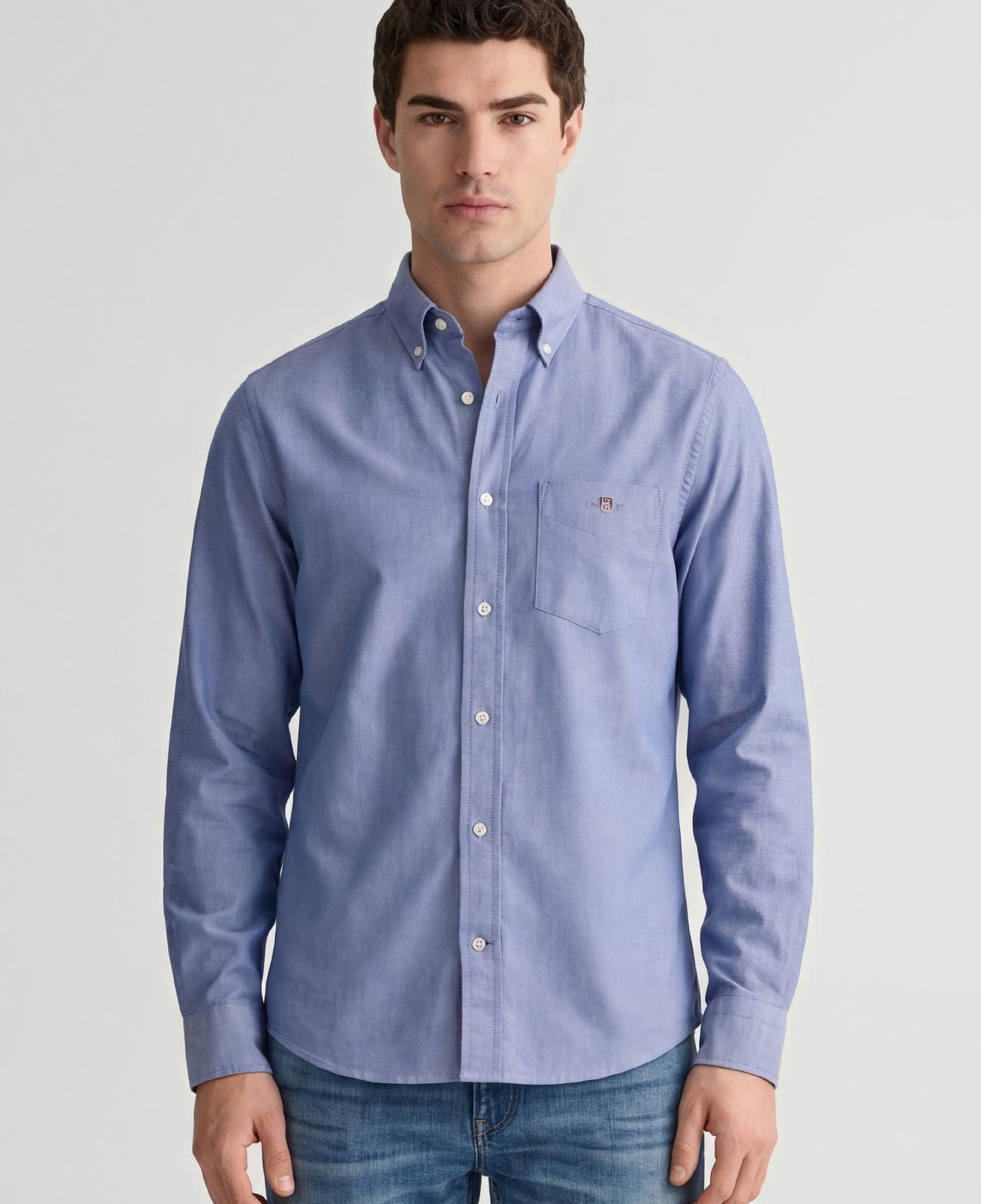 GANT Erkek Mavi Regular Fit Logolu Gömlek