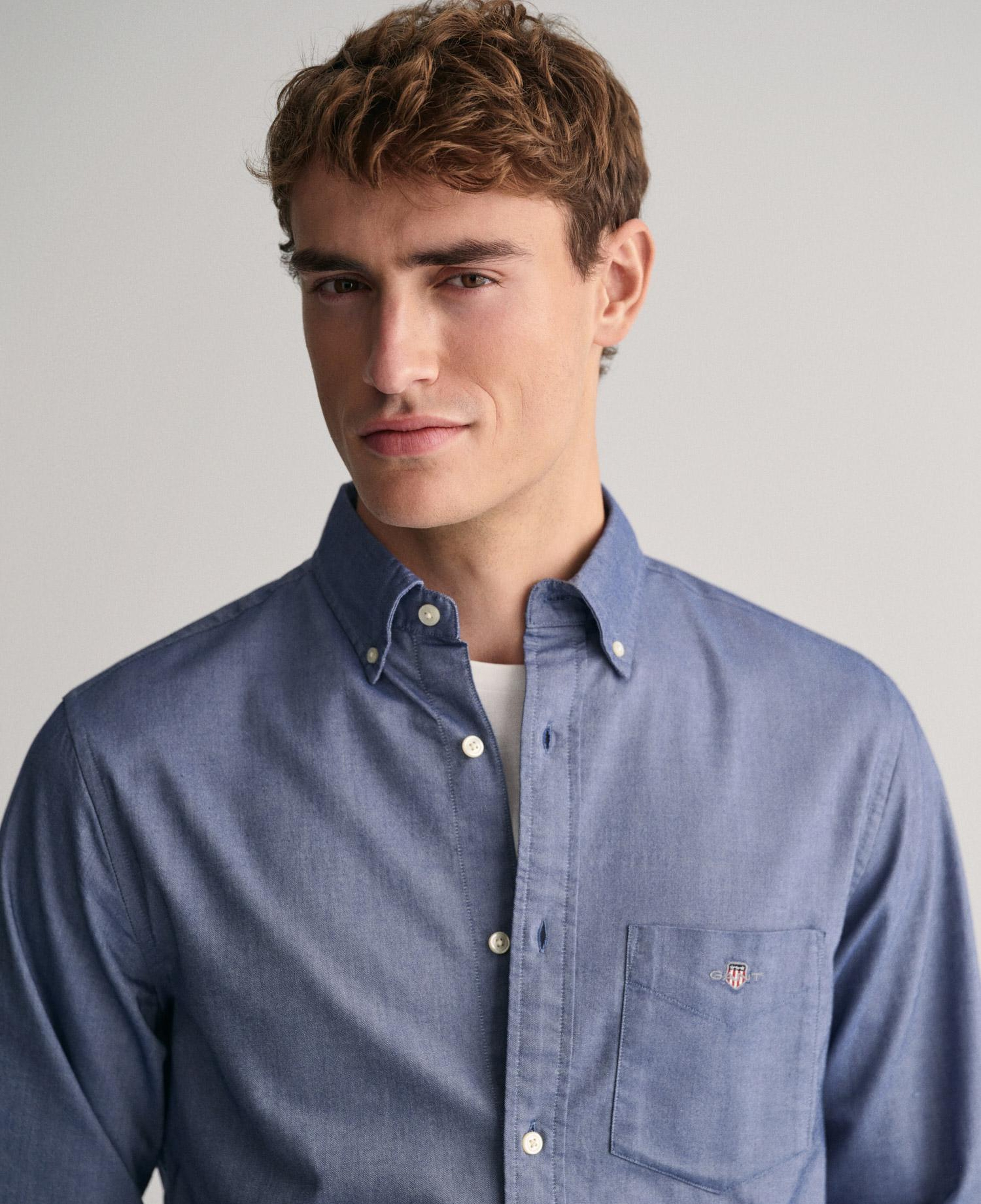GANT Erkek Lacivert Regular Fit Düğmeli Yaka Oxford Gömlek