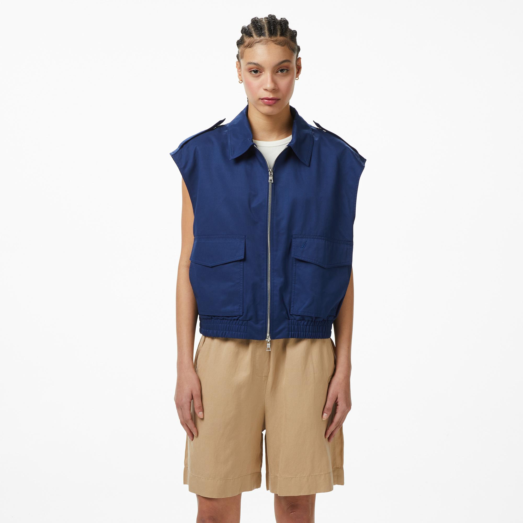 Nautica Kadın Lacivert Regular Fit Fermuarlı Yelek