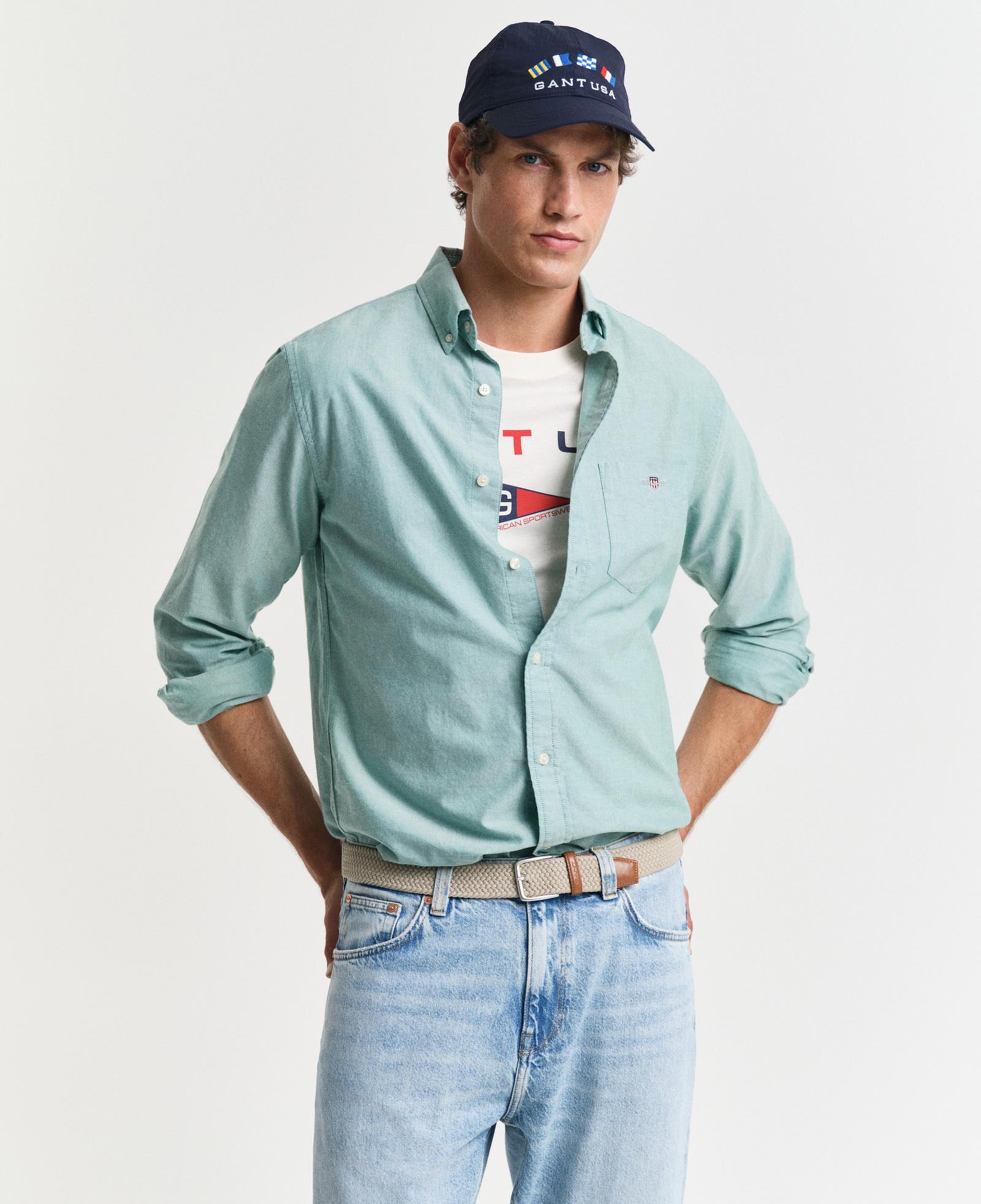 GANT Erkek Yeşil Regular Fit Düğmeli Yaka Gömlek