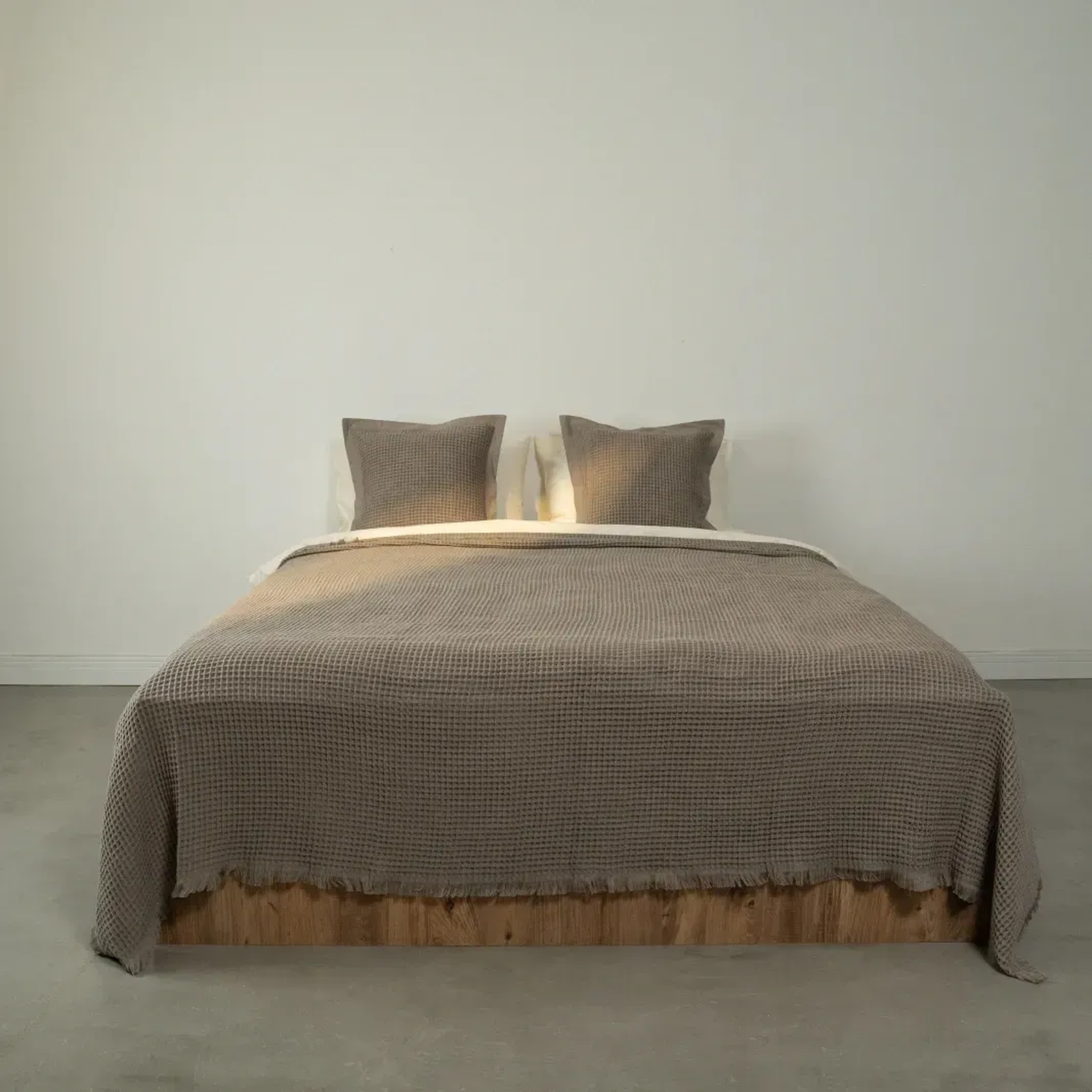 Qua Home Terra Petek Dokulu Çift Kişilik Yatak Örtüsü Vizon 220x240 cm