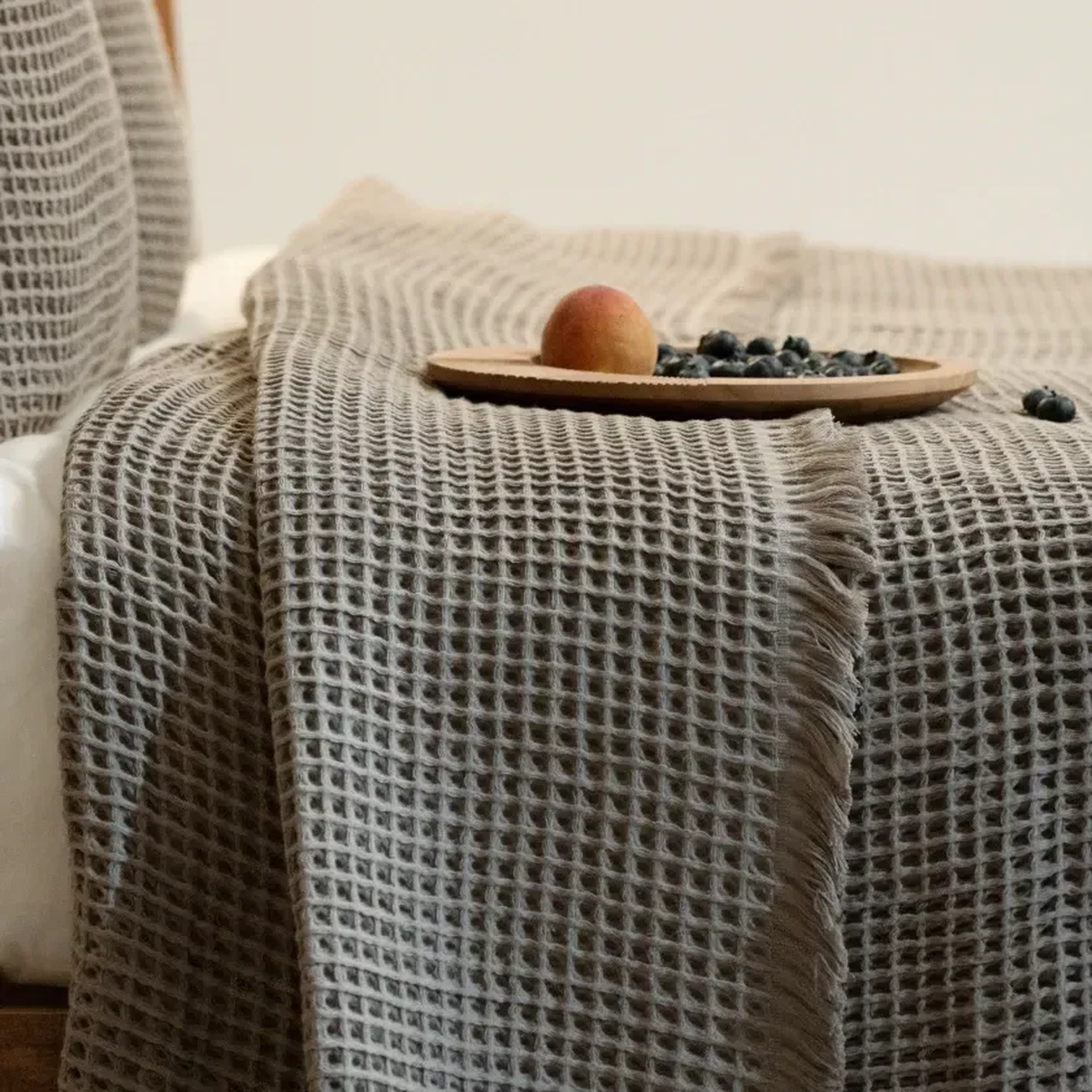 Qua Home Terra Petek Dokulu Çift Kişilik Yatak Örtüsü Vizon 220x240 cm