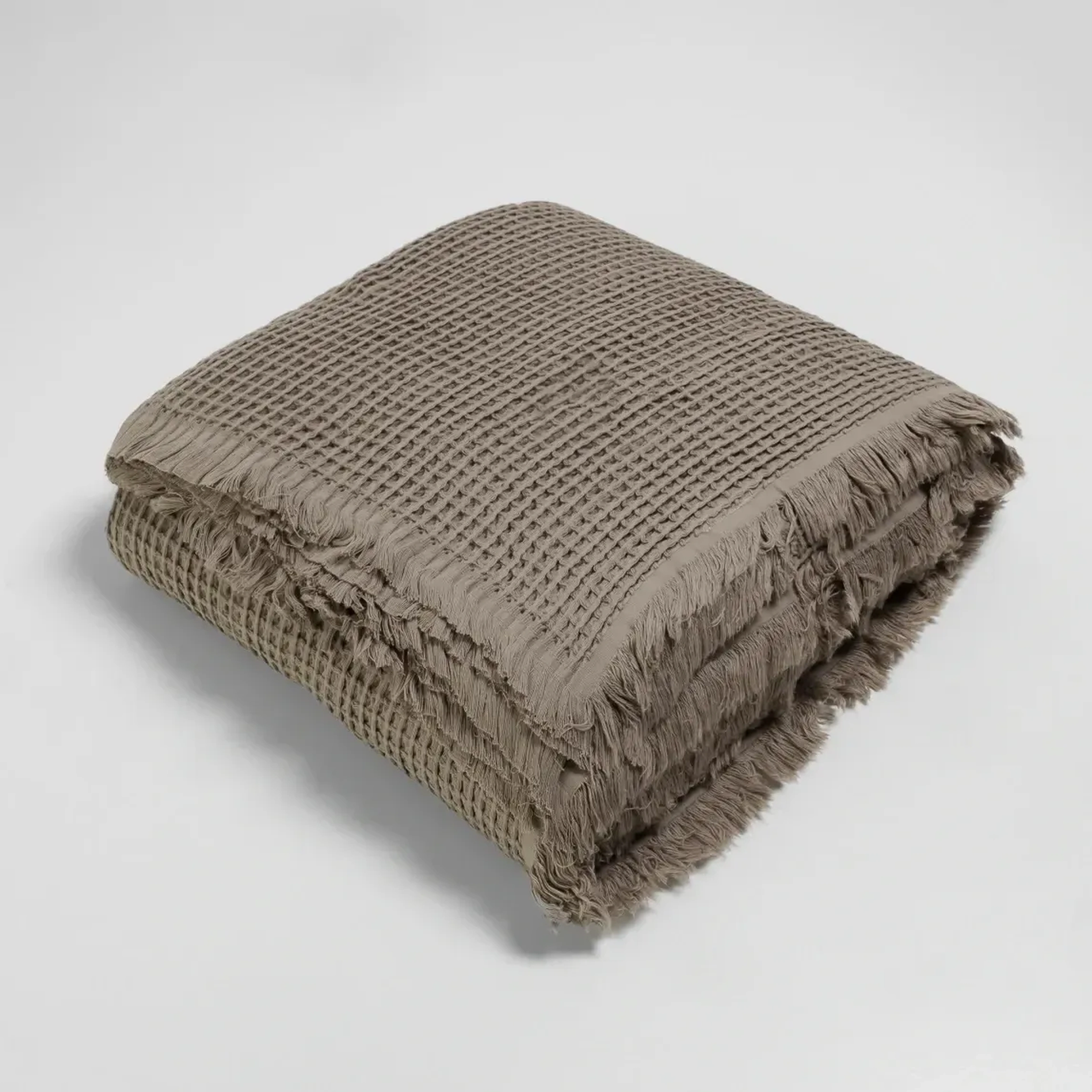 Qua Home Terra Petek Dokulu Çift Kişilik Yatak Örtüsü Vizon 220x240 cm