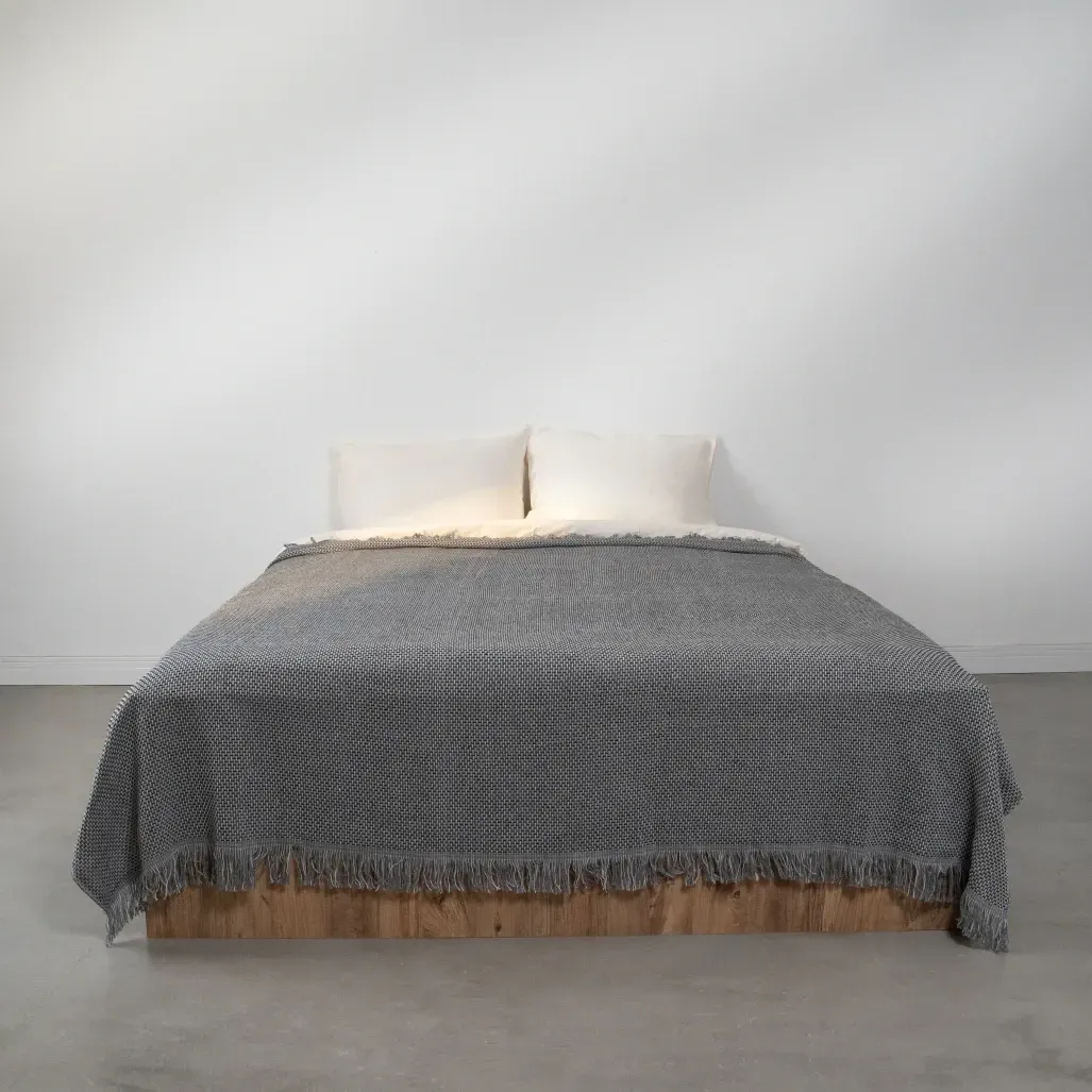 Qua Home Curly Çift Kişilik Battaniye Siyah Gri 200x220 cm