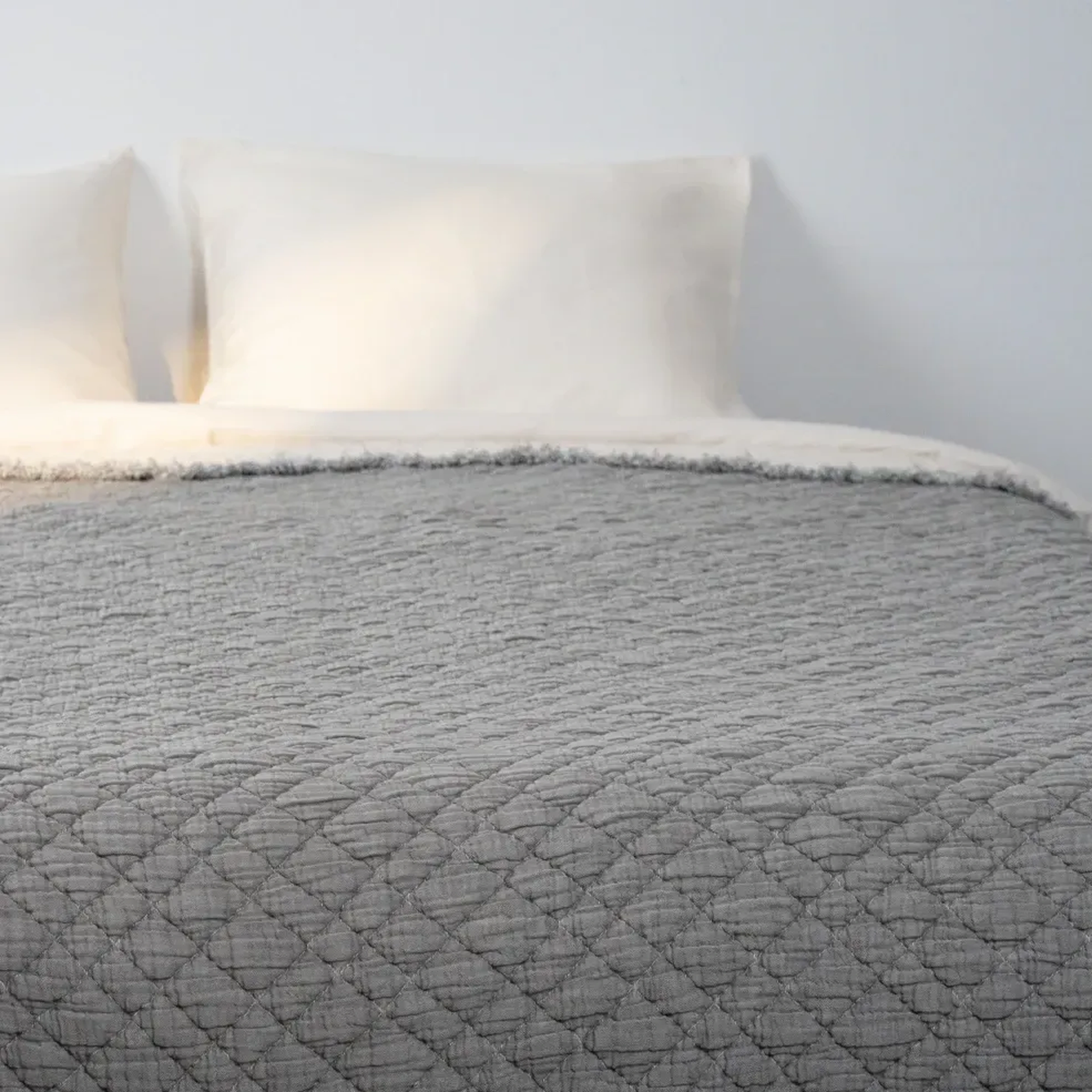 Qua Home Jade Müslin Ekstra Dolgulu Çift Kişilik Yatak Örtüsü Antrasit 230x240 cm