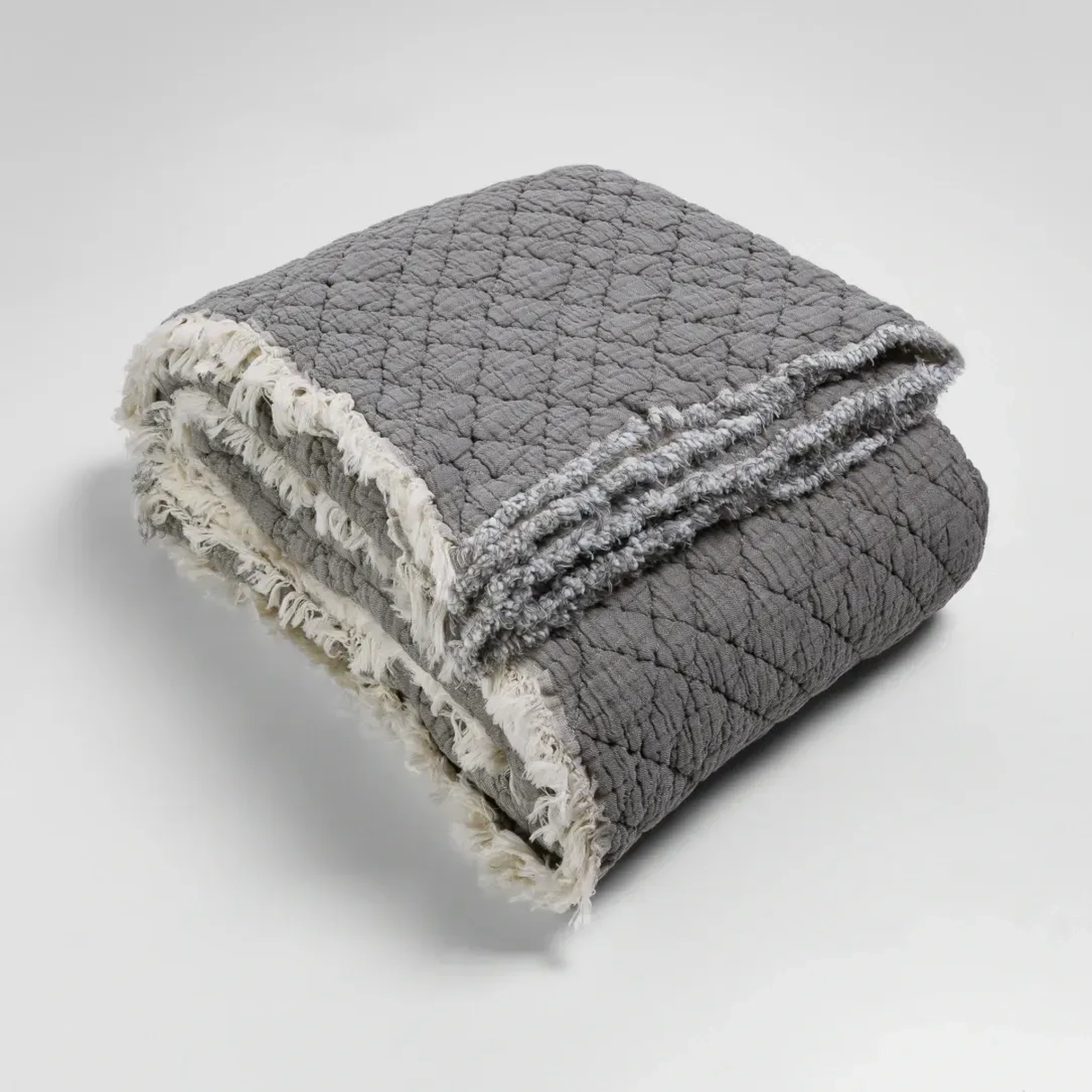 Qua Home Jade Müslin Ekstra Dolgulu Çift Kişilik Yatak Örtüsü Antrasit 230x240 cm