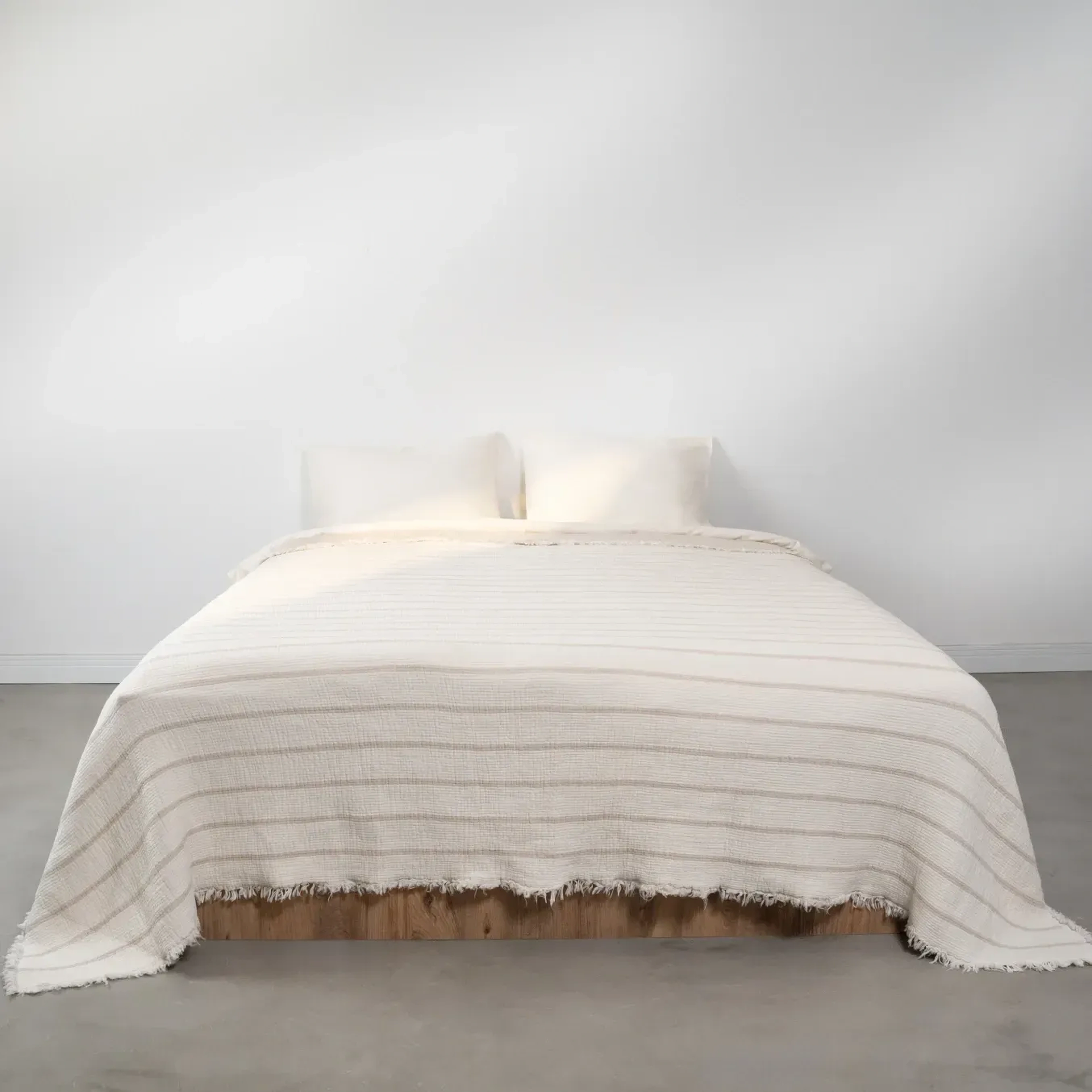 Qua Home Ruby Dolgulu Müslin Çift Kişilik Yatak Örtüsü Ekru Bej 230x250 cm