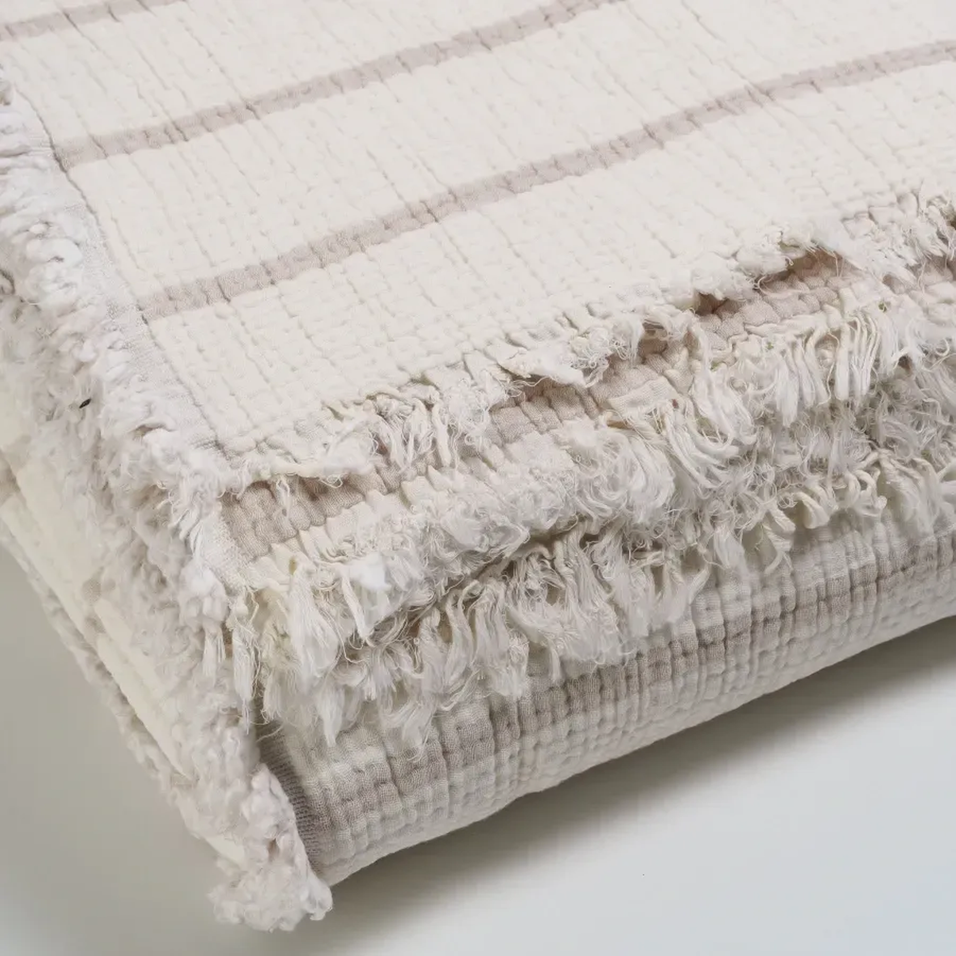 Qua Home Ruby Dolgulu Müslin Çift Kişilik Yatak Örtüsü Ekru Bej 230x250 cm