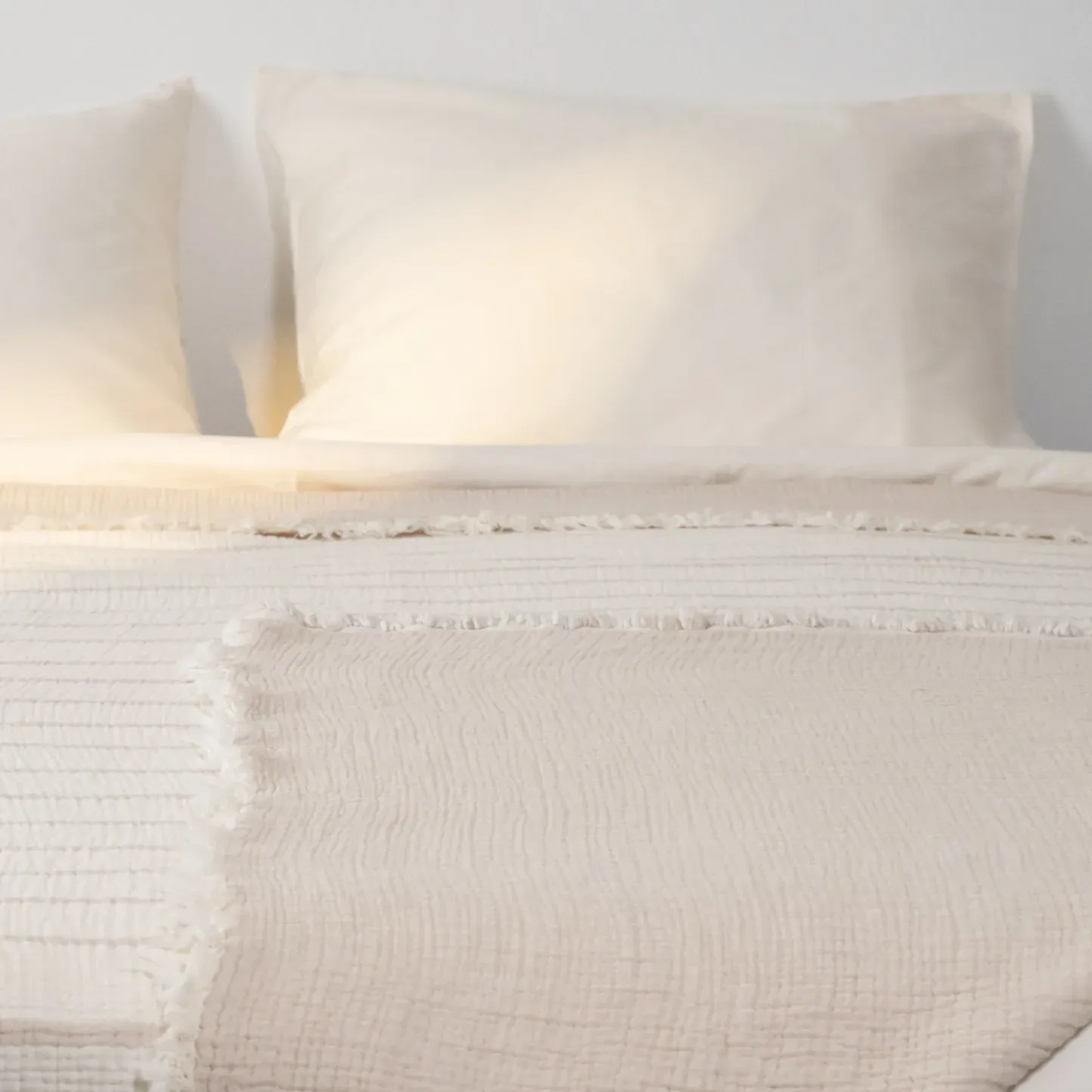 Qua Home Ruby Dolgulu Müslin Çift Kişilik Yatak Örtüsü Ekru Bej 230x250 cm