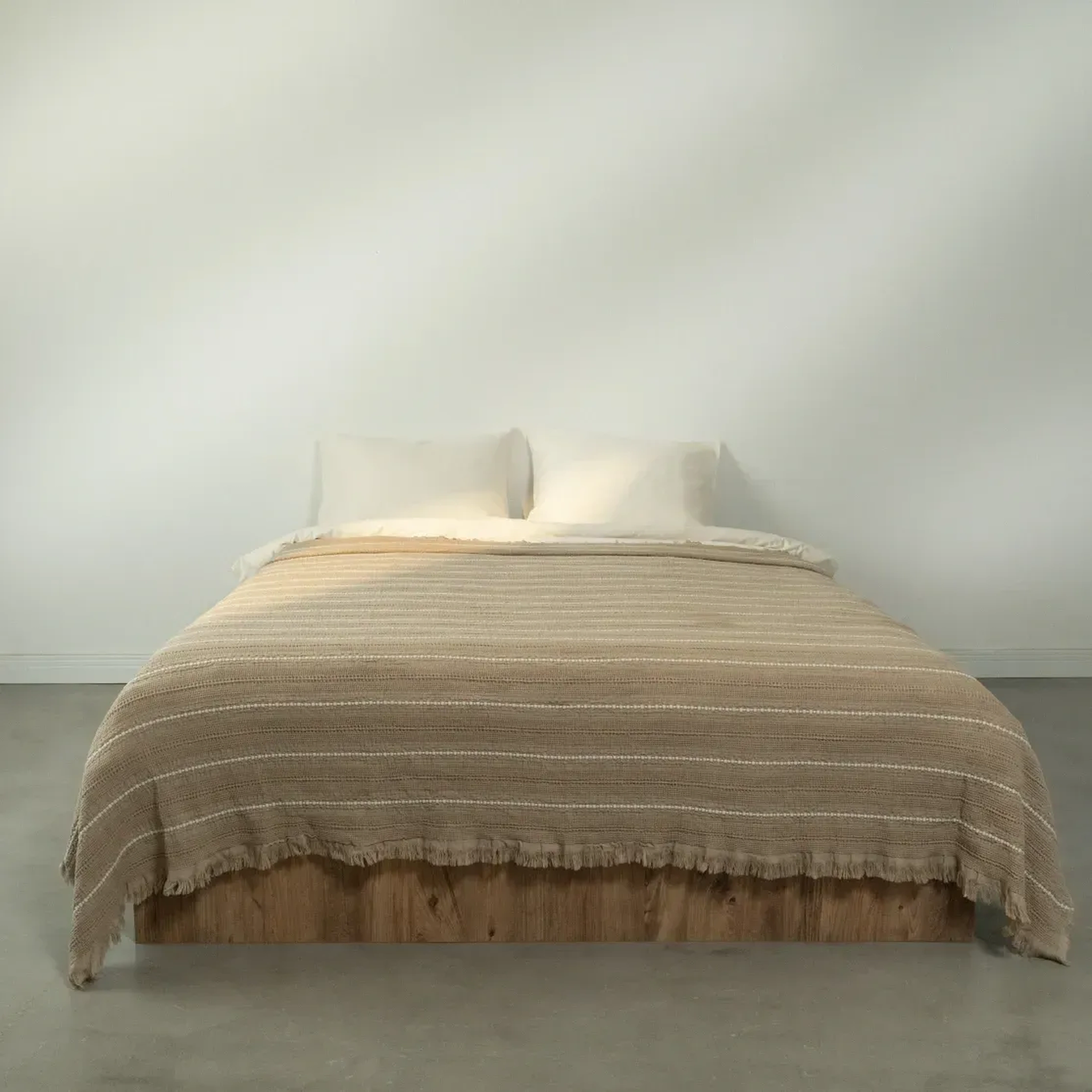 Qua Home Marigold Pamuklu Çift Kişilik Yatak Örtüsü Bej 220*240 cm