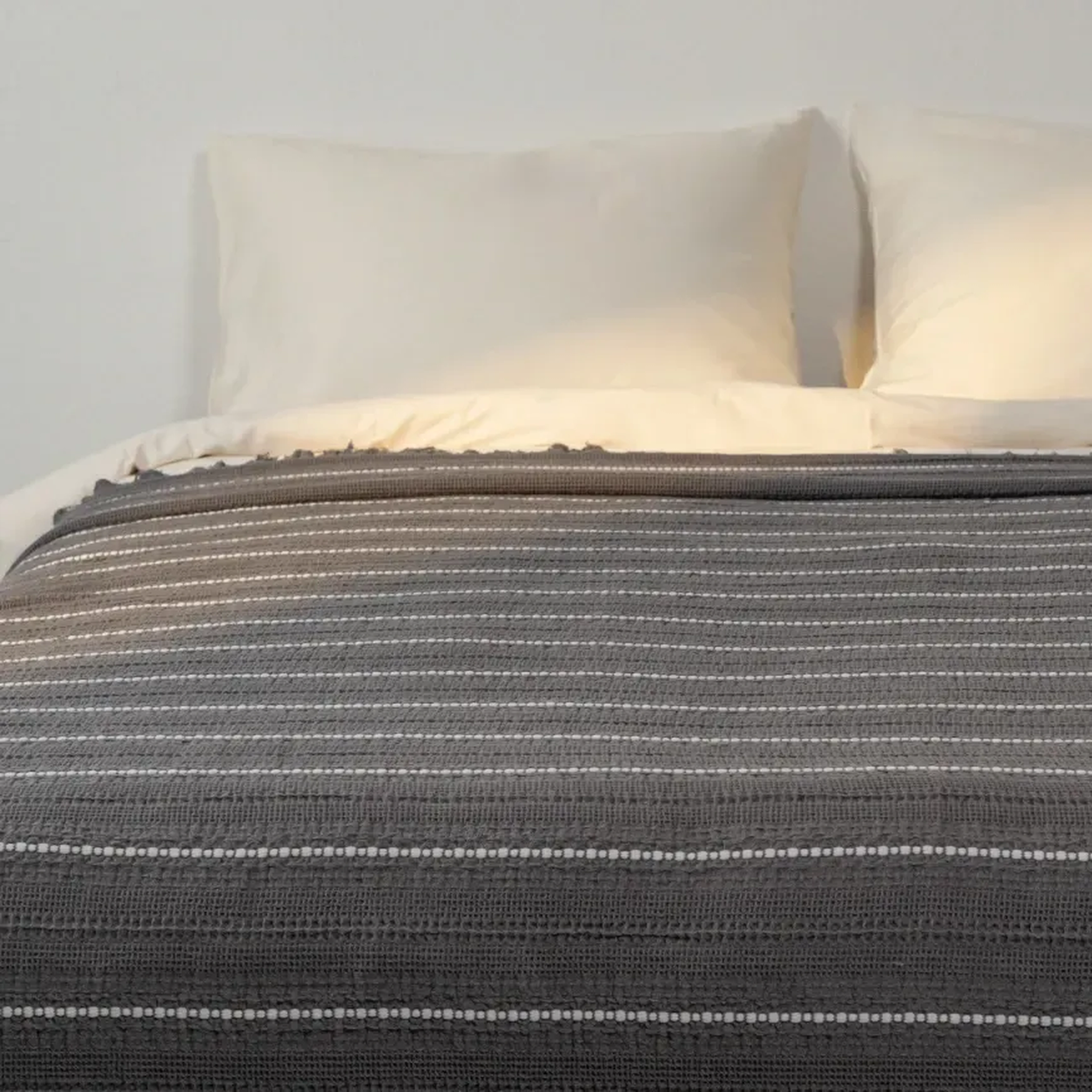 Qua Home Marigold Pamuklu Çift Kişilik Yatak Örtüsü Antrasit 220*240 cm