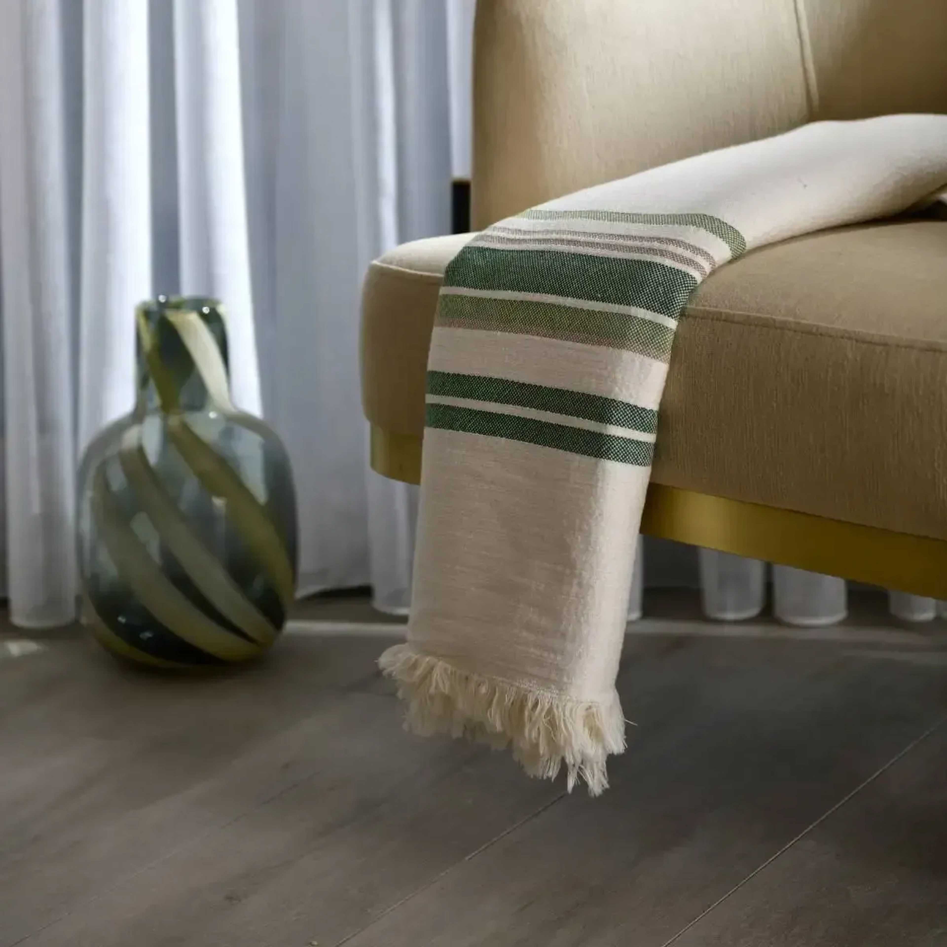 Qua Home Mantis Pamuklu Tv Battaniyesi Bej Yeşil 130x170 cm