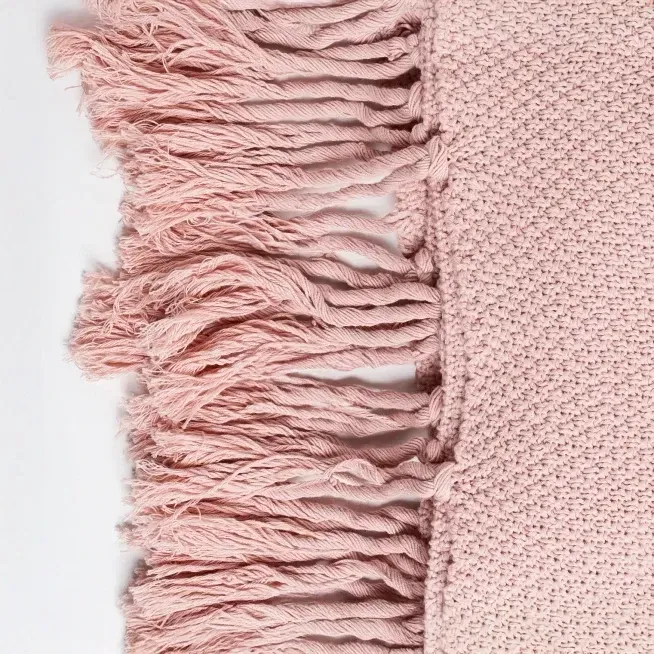 Qua Home Laurel Püsküllü Triko Tv Battaniyesi Pembe 130*150 cm