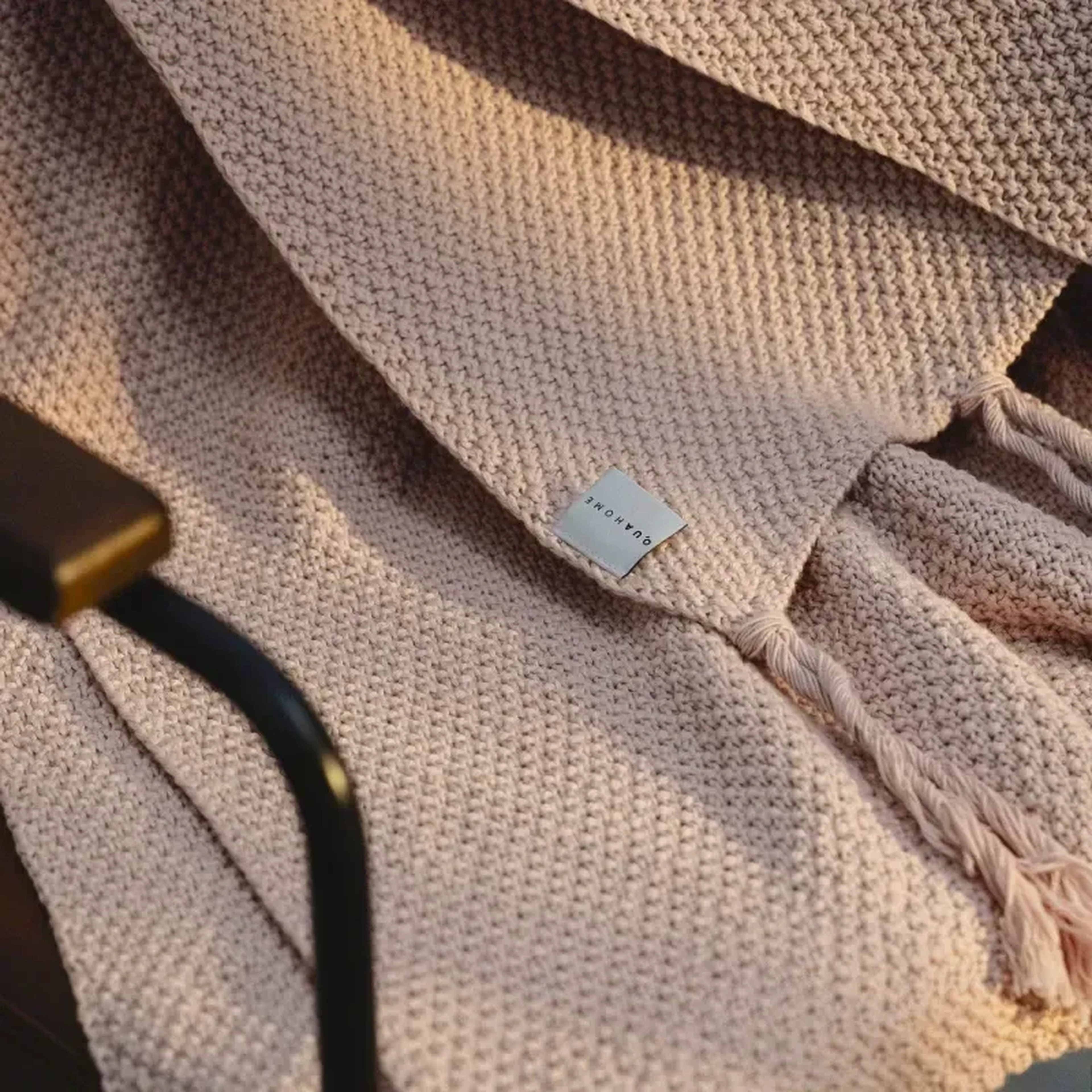 Qua Home Laurel Püsküllü Triko Tv Battaniyesi Pembe 130*150 cm