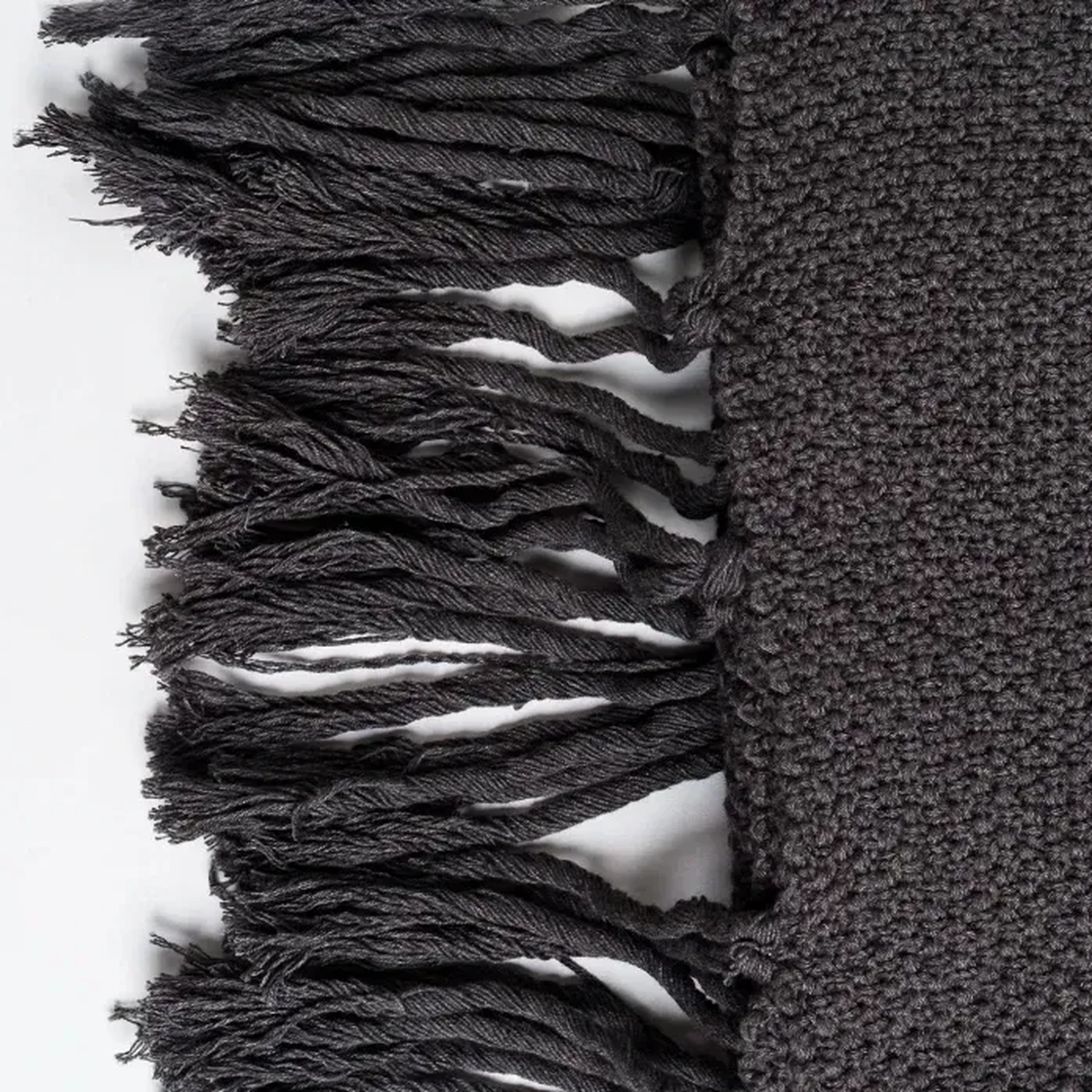 Qua Home Laurel Püsküllü Triko Tv Battaniyesi Antrasit 130*150 cm