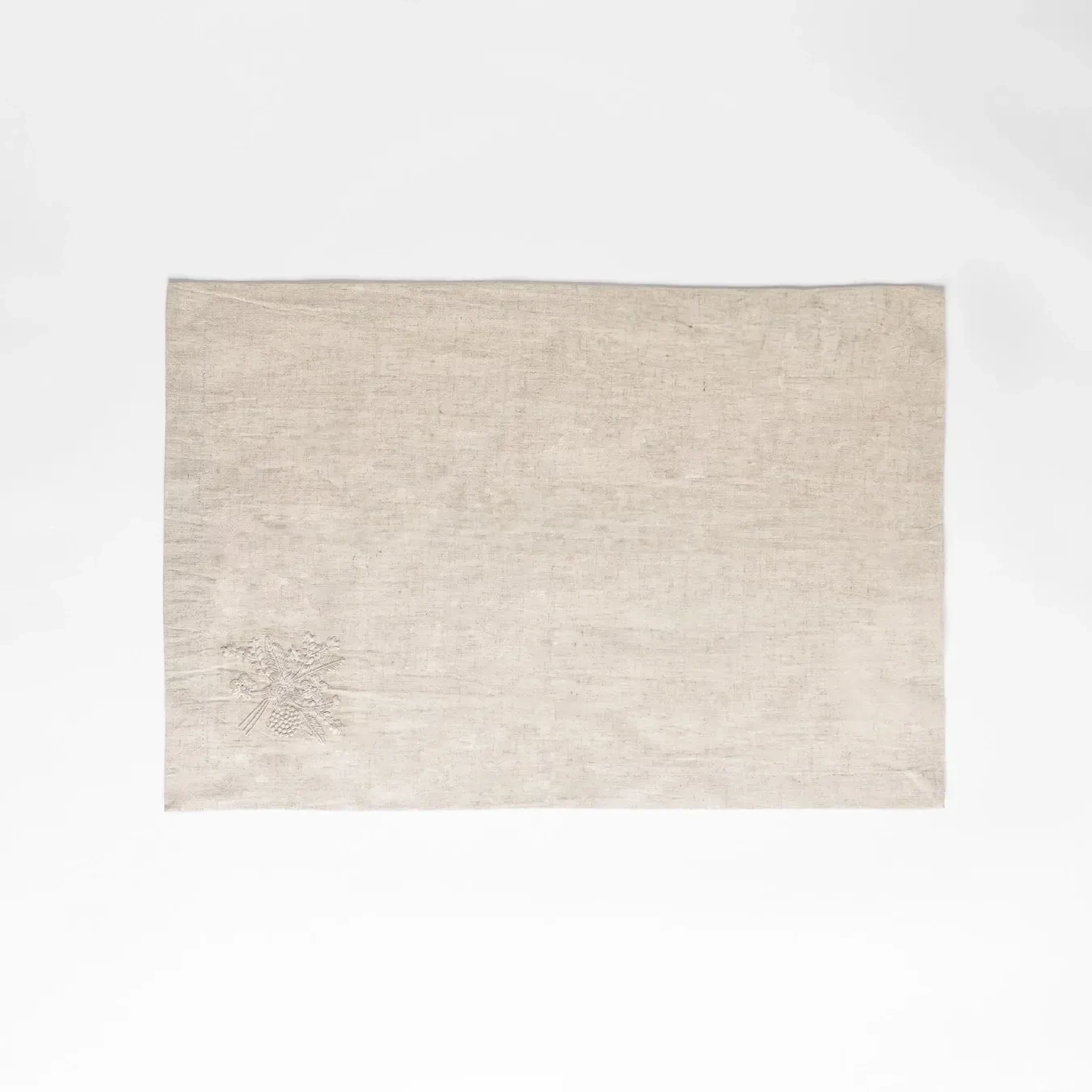 Qua Home Julien Pamuk Keten Çiçek Nakışlı Amerikan Servis Ekru