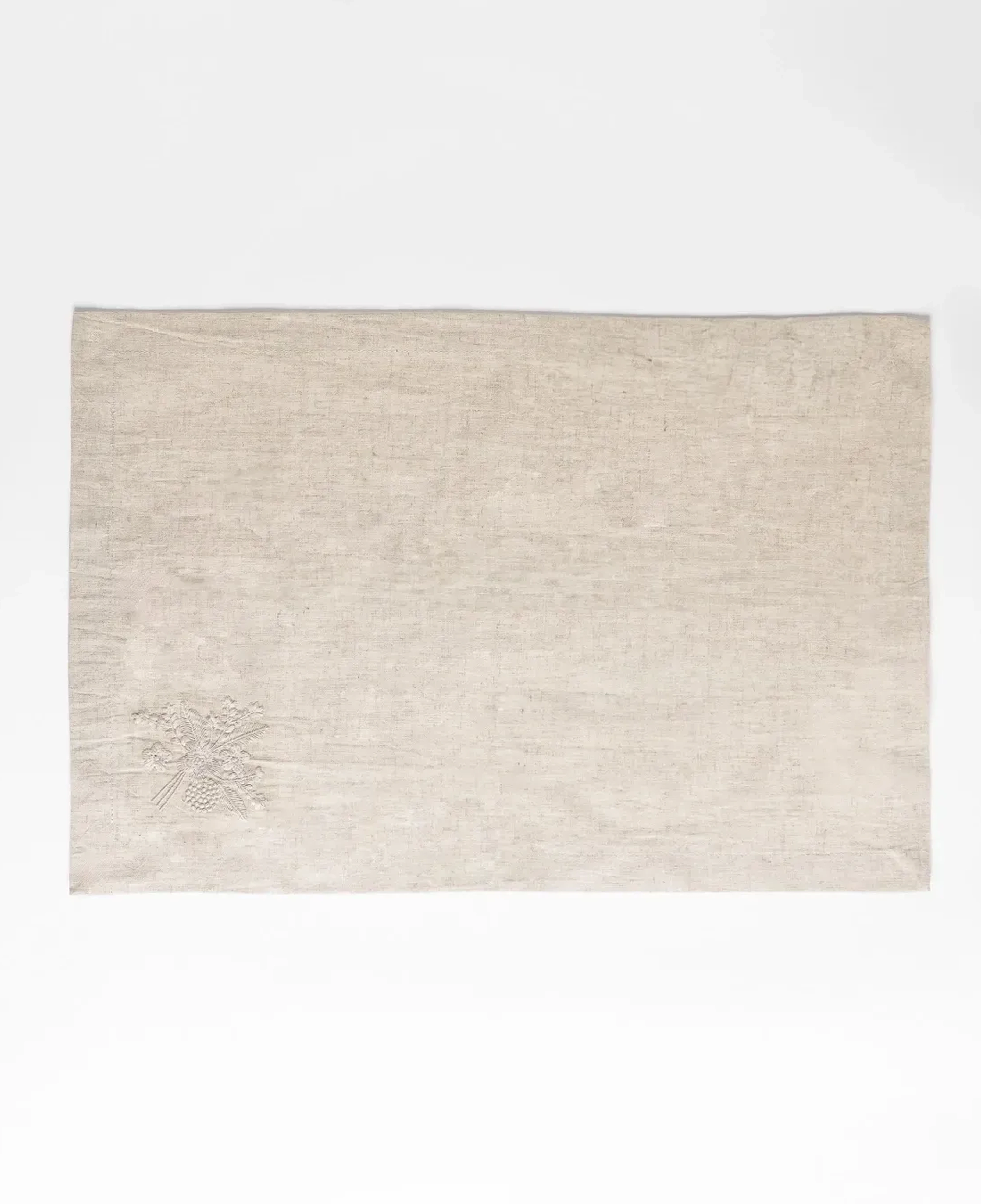 Qua Home Julien Pamuk Keten Çiçek Nakışlı Amerikan Servis Ekru