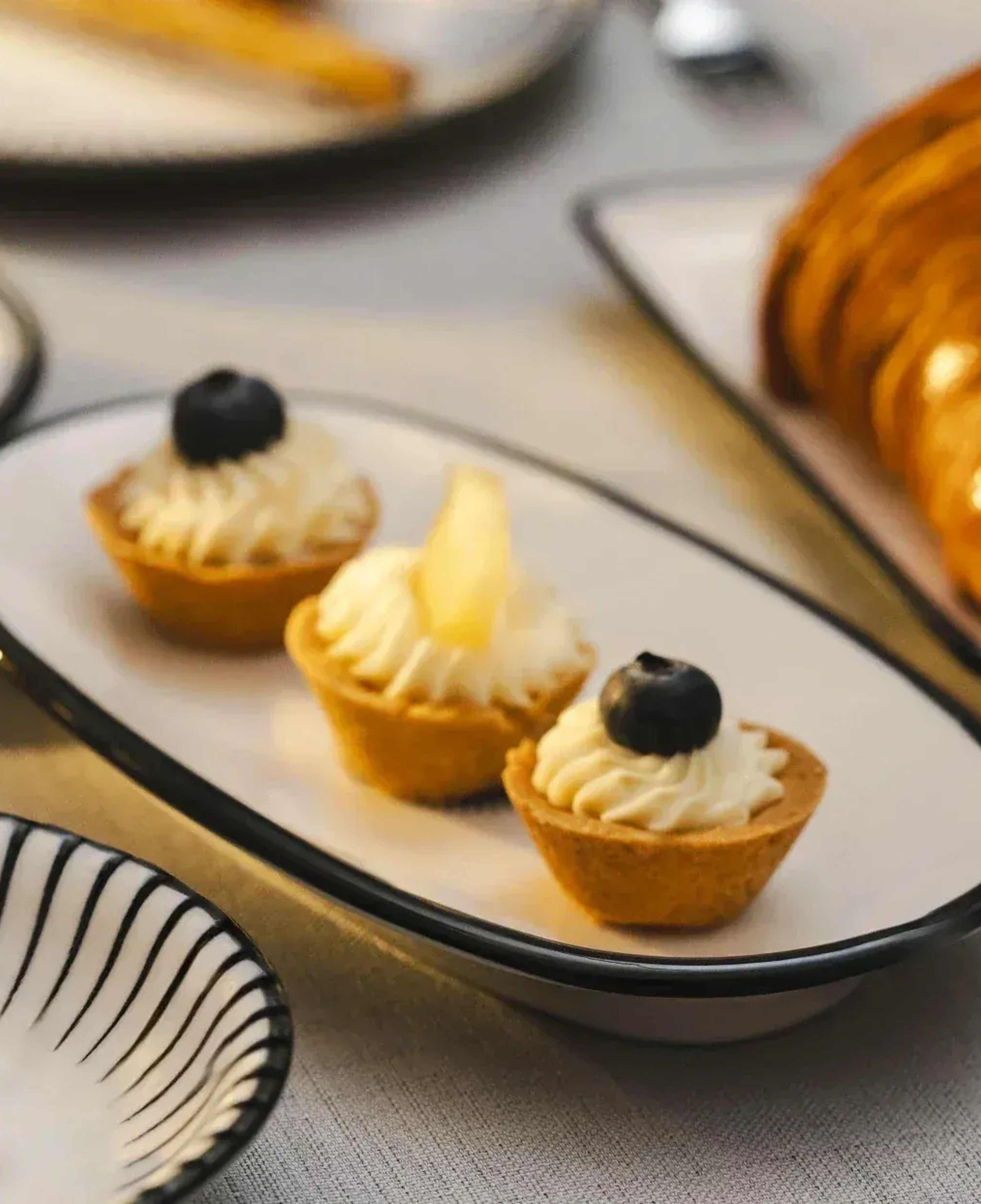 Qua Home Aspen Siyah Çizgili Kayık Tabak 25x14 cm