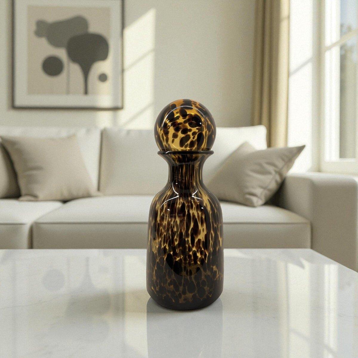 Qua Home Cien Cam Vazo Leopar Detaylı 14x14x32 cm