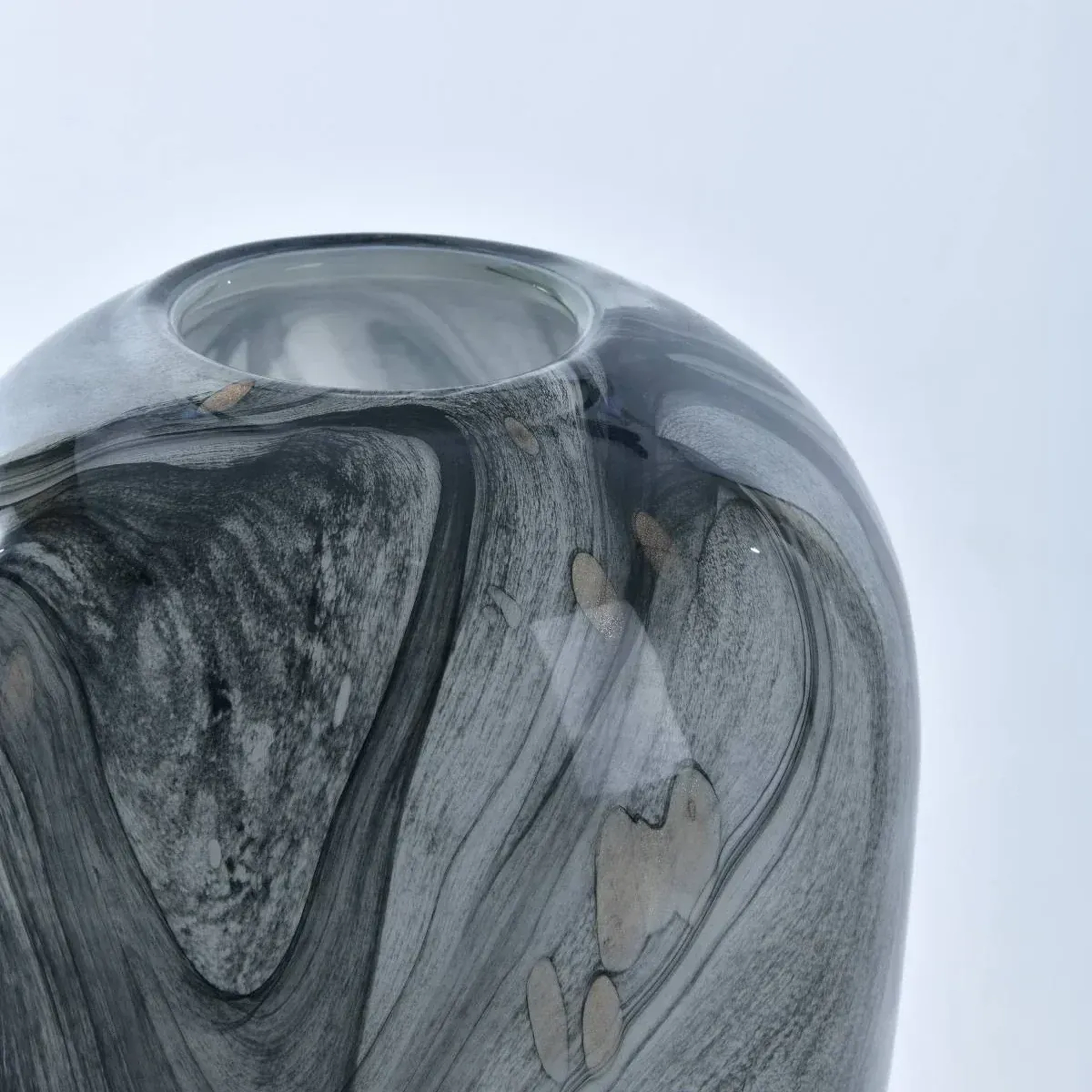 Qua Home Bern Mavi Gri El Yapımı Cam Vazo