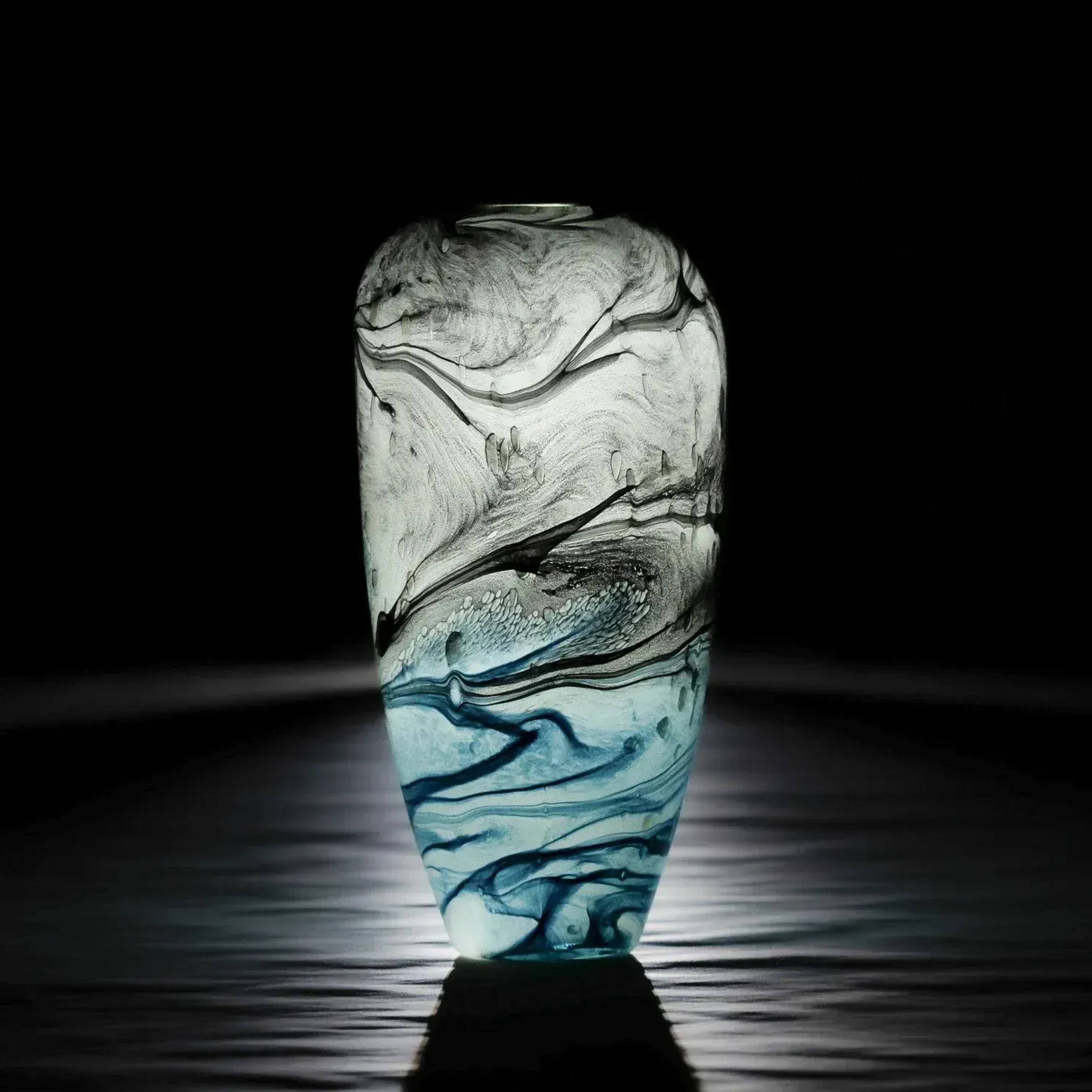 Qua Home Bern Mavi Gri El Yapımı Cam Vazo